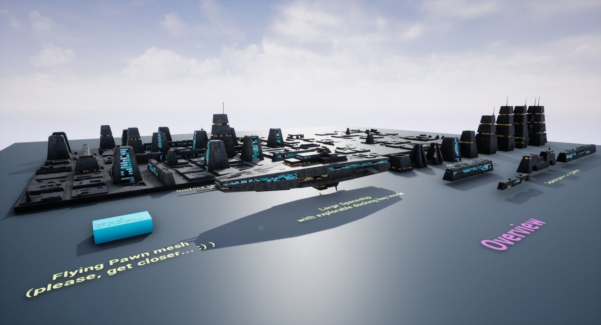 Sci-Fi City Landscape UE4 Low-poly 3D model_9