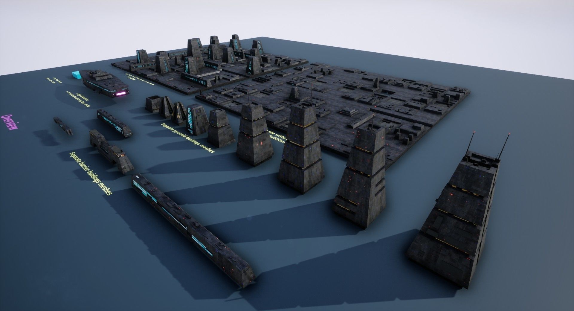 Sci-Fi City Landscape UE4 Low-poly 3D model_11