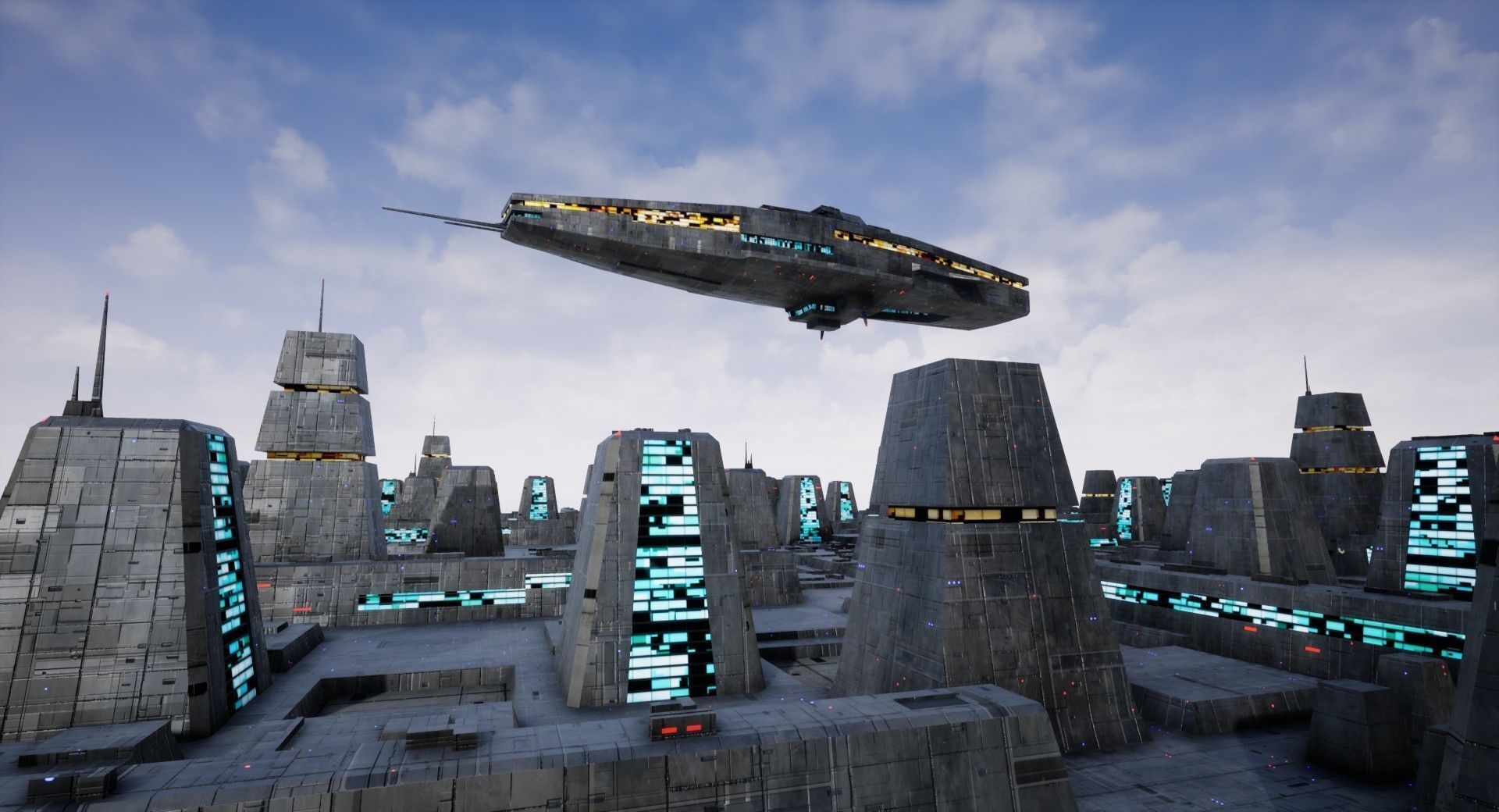 Sci-Fi City Landscape UE4 Low-poly 3D model_13