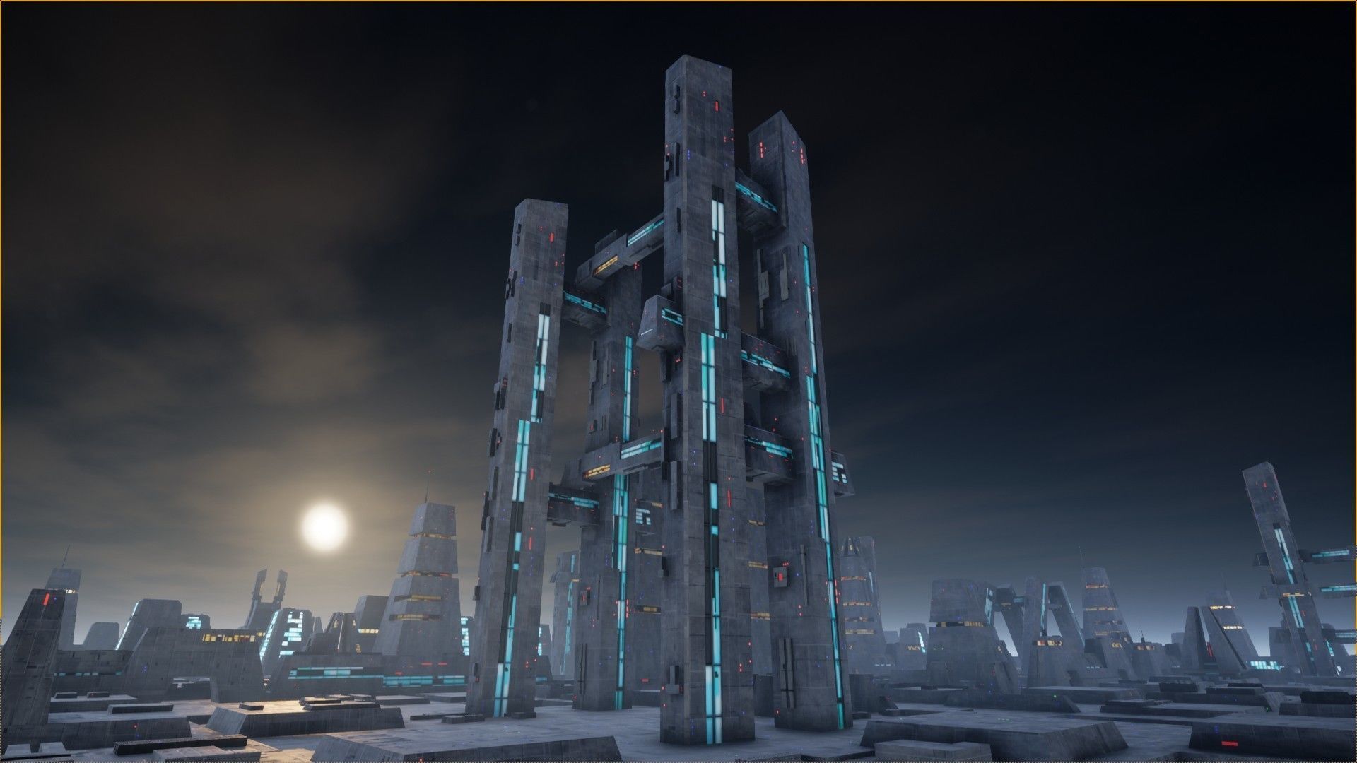 Sci-Fi City Landscape UE4 Low-poly 3D model_6
