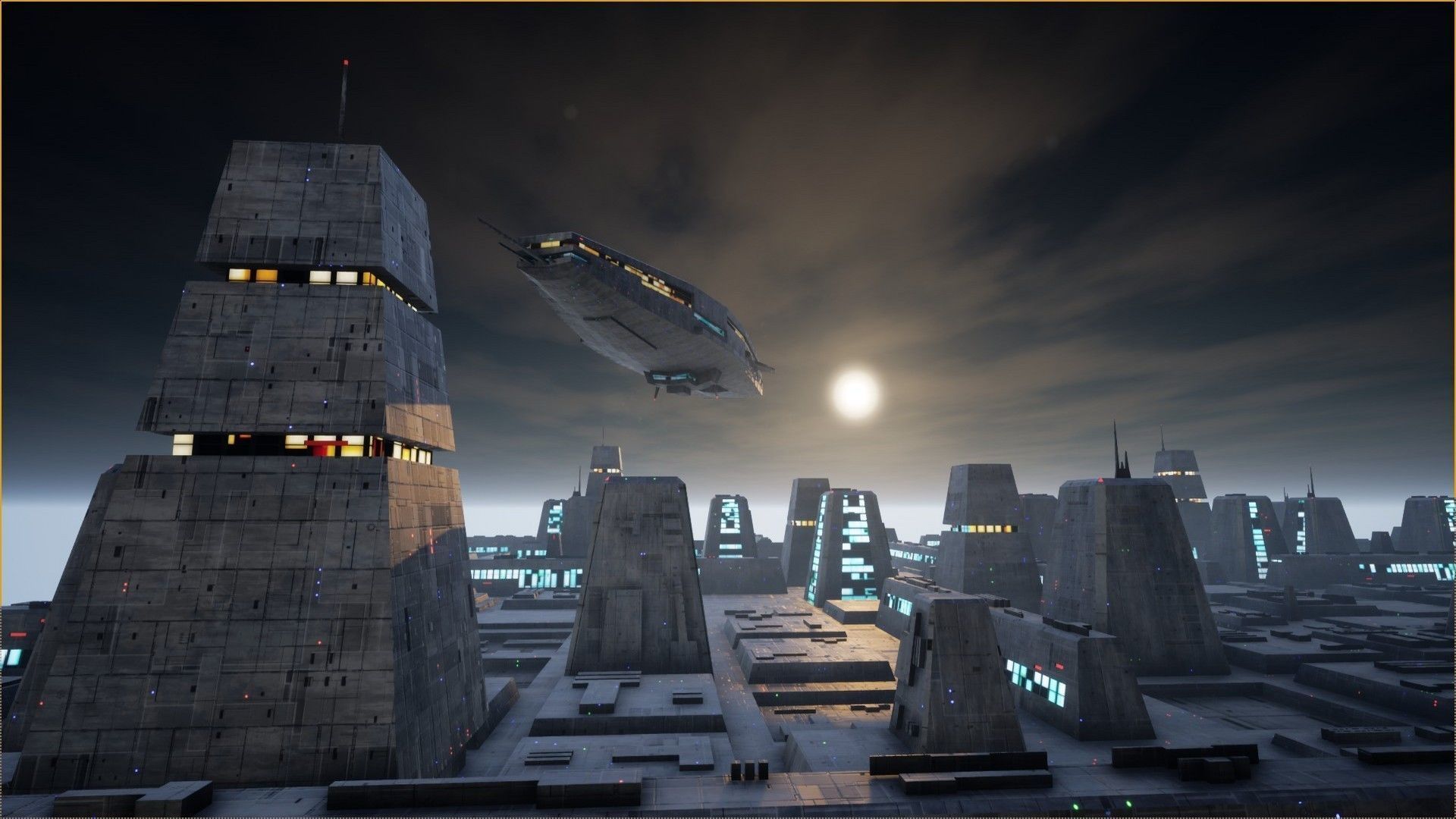 Sci-Fi City Landscape UE4 Low-poly 3D model_14