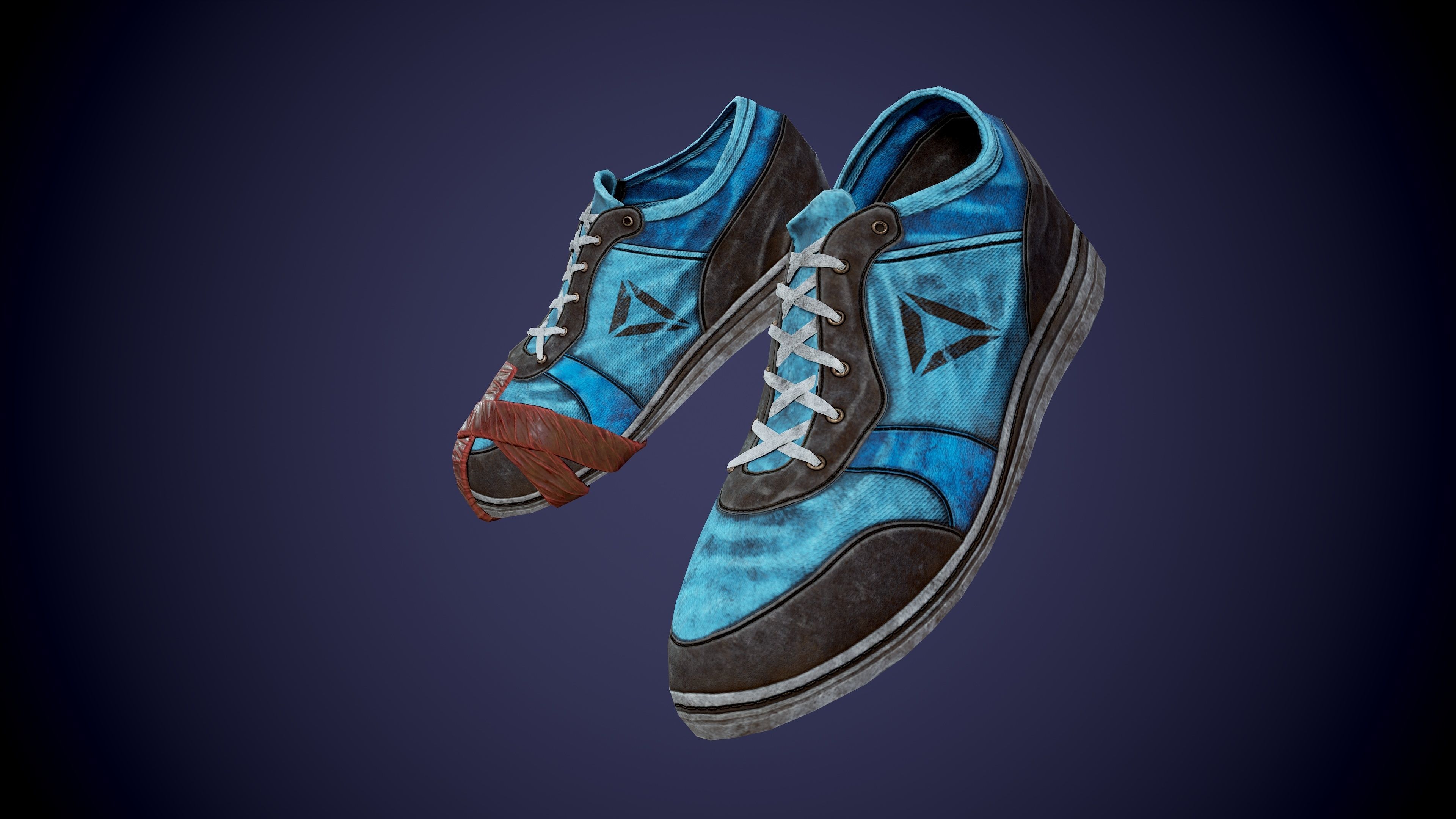 Post apocalyptic shoes Low-poly 3D model_14