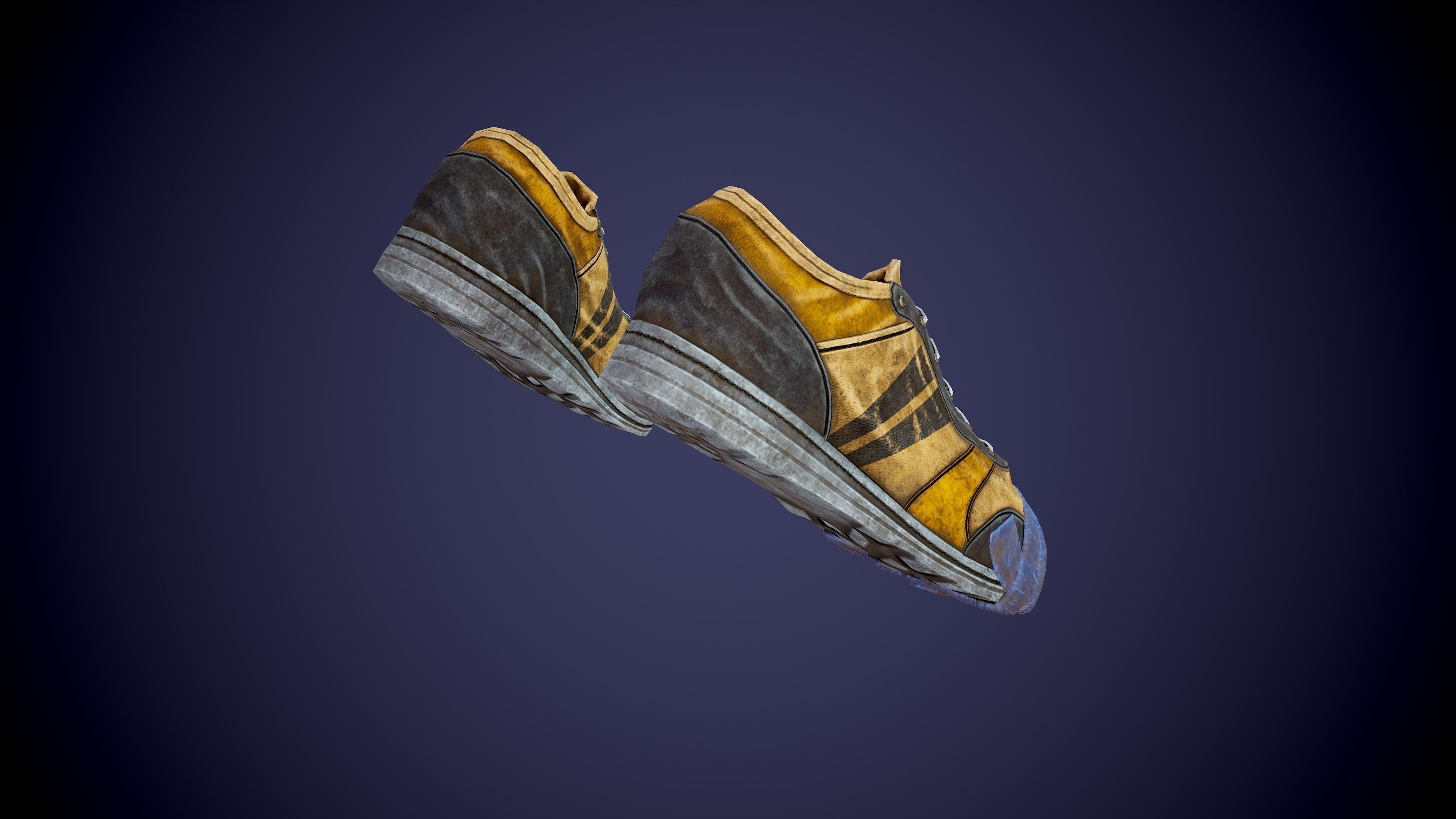 Post apocalyptic shoes Low-poly 3D model_6