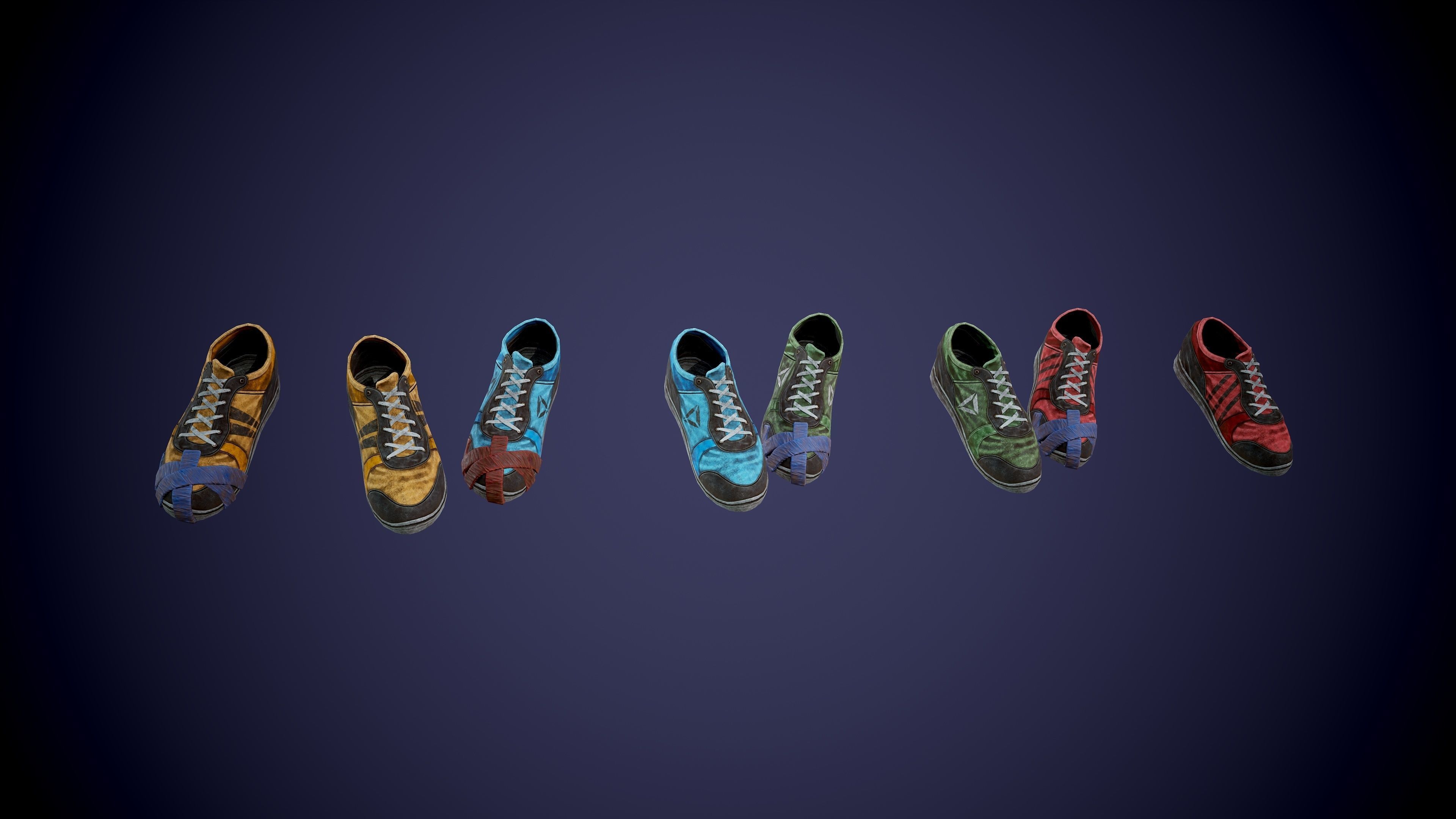 Post apocalyptic shoes Low-poly 3D model_1
