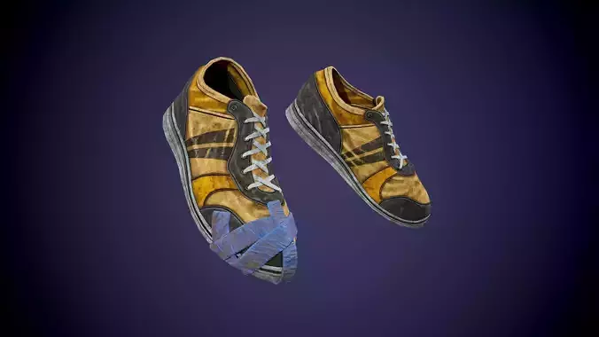 Post apocalyptic shoes Low-poly 3D model