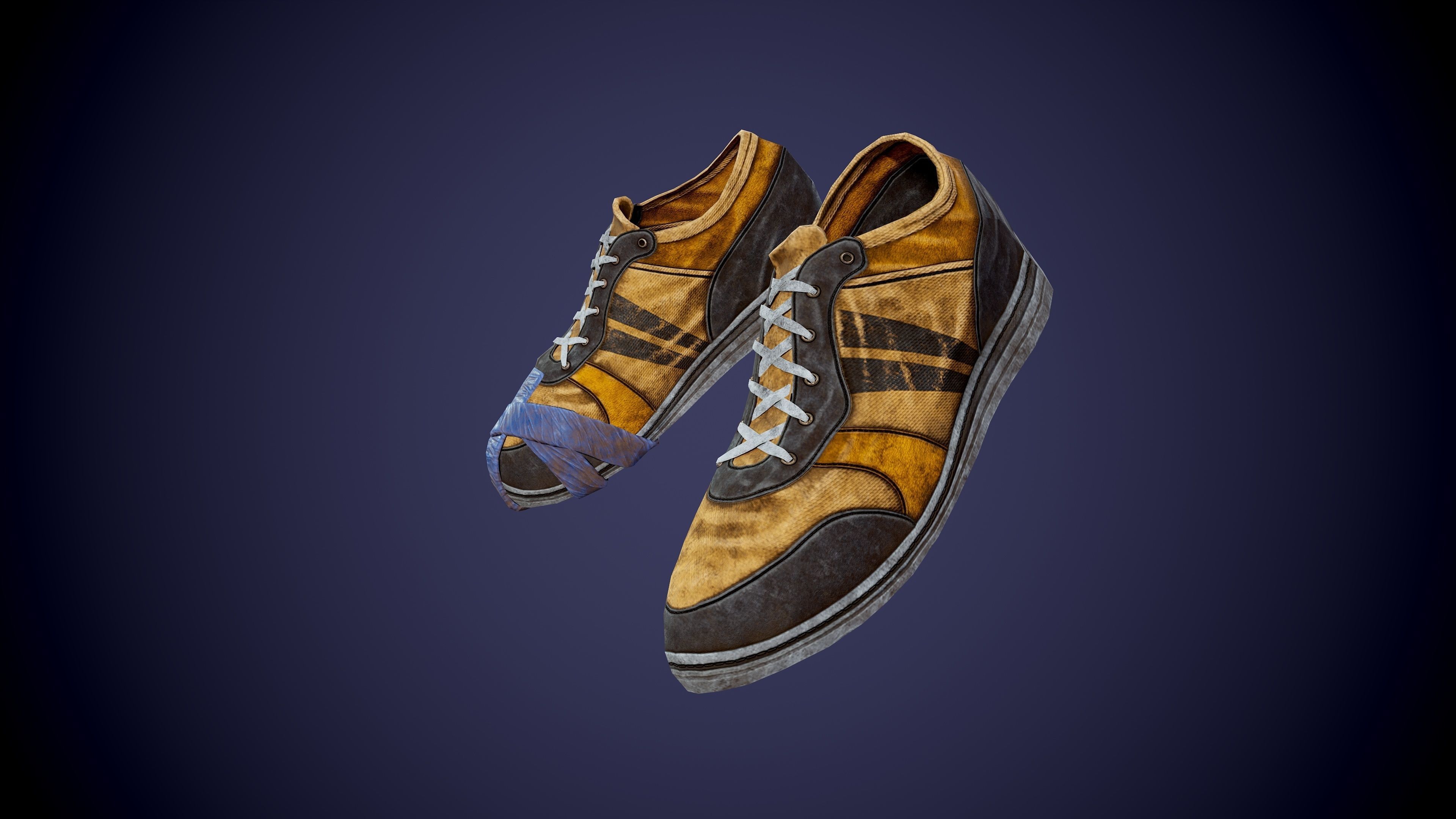 Post apocalyptic shoes Low-poly 3D model_4
