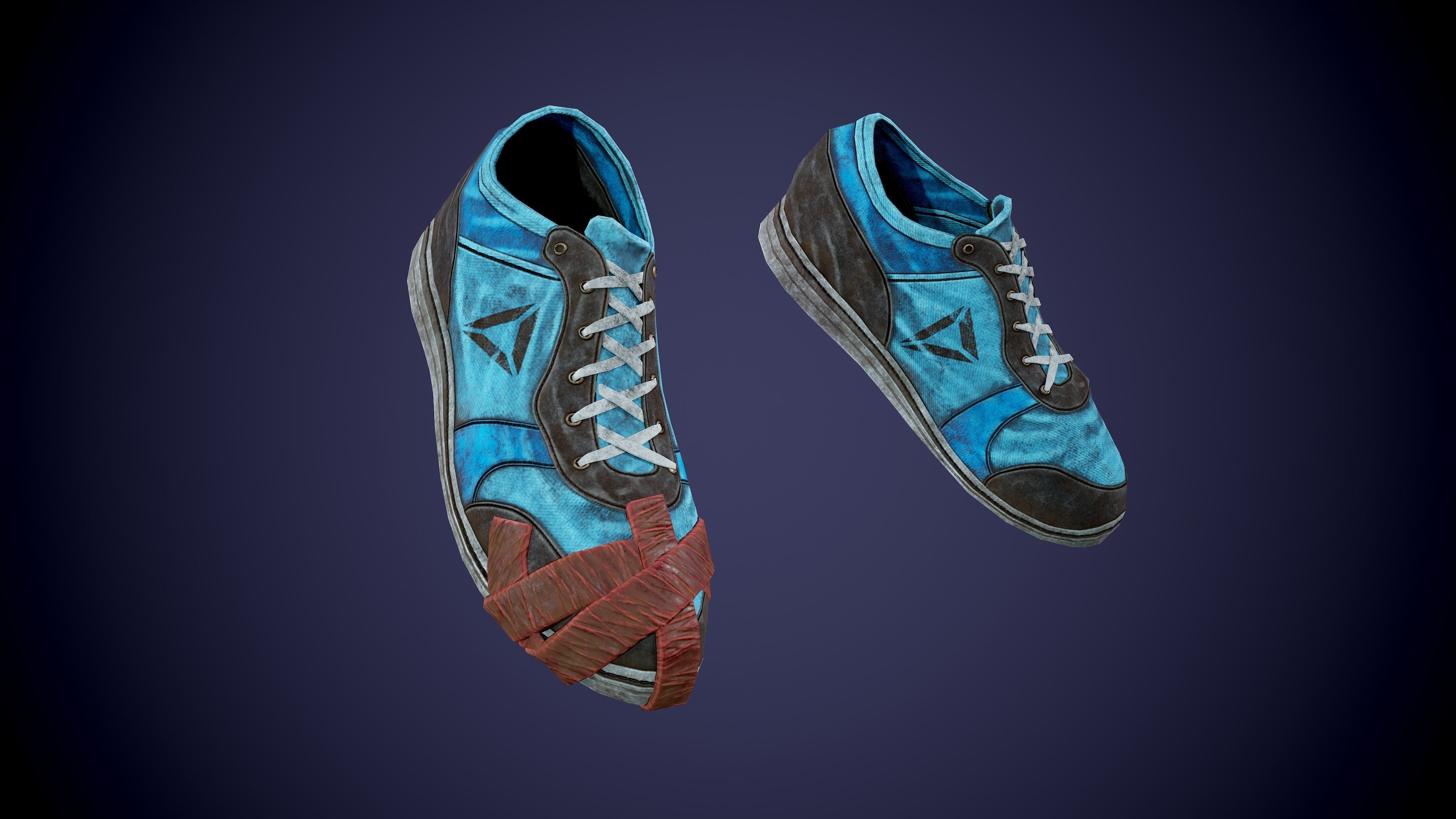 Post apocalyptic shoes Low-poly 3D model_12