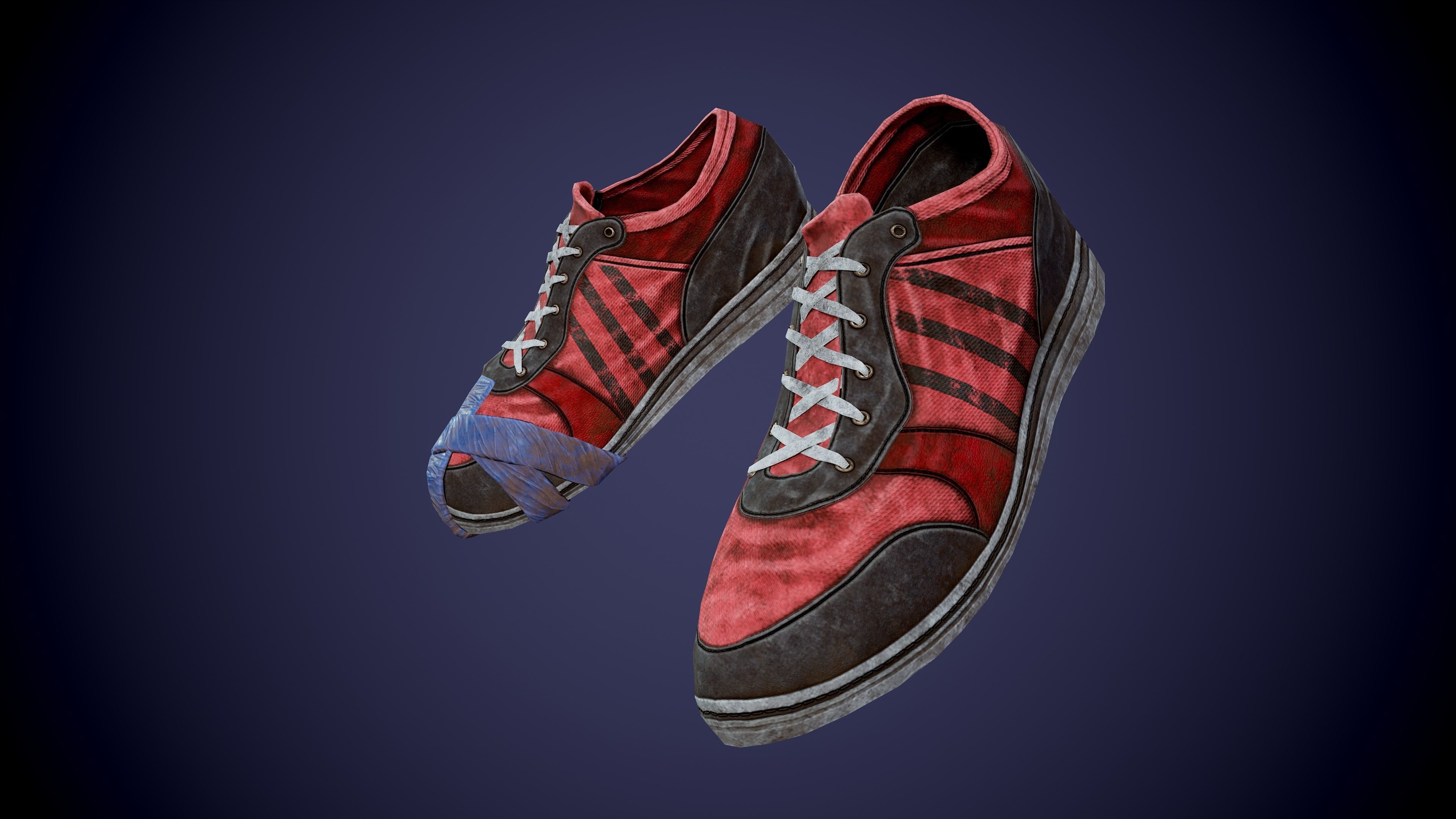 Post apocalyptic shoes Low-poly 3D model_19