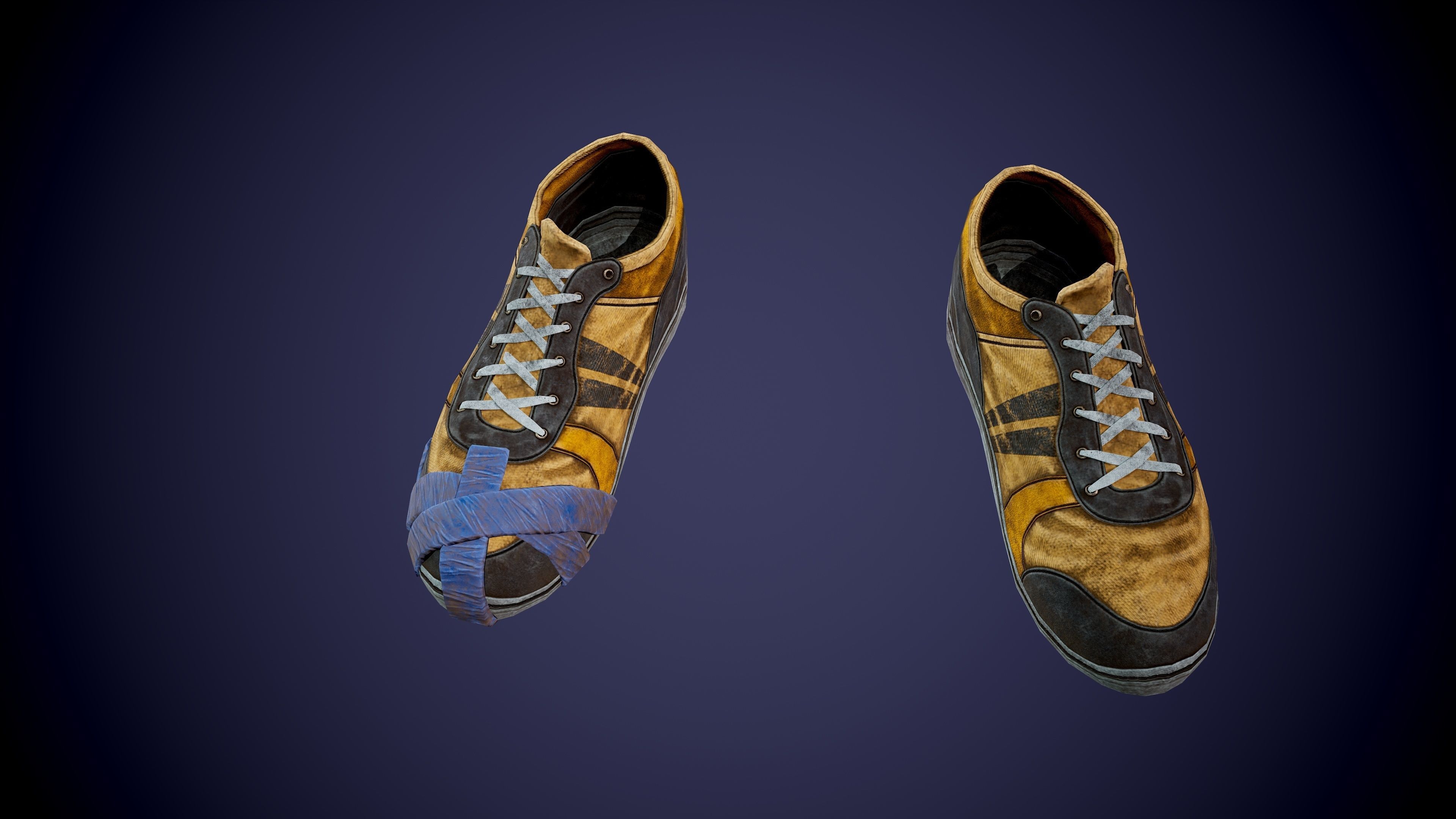 Post apocalyptic shoes Low-poly 3D model_3