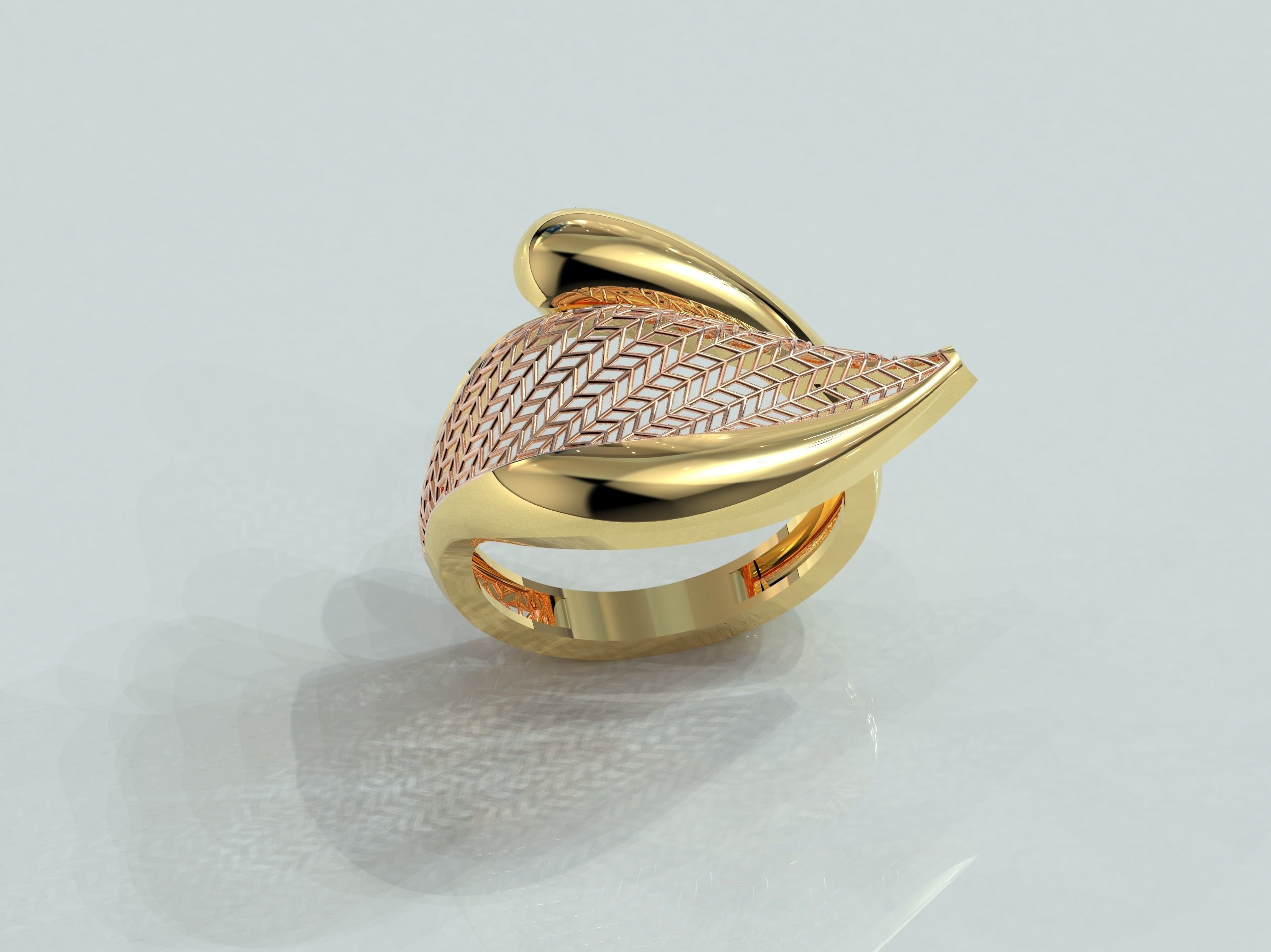 Leaf Ring 3D print model_4