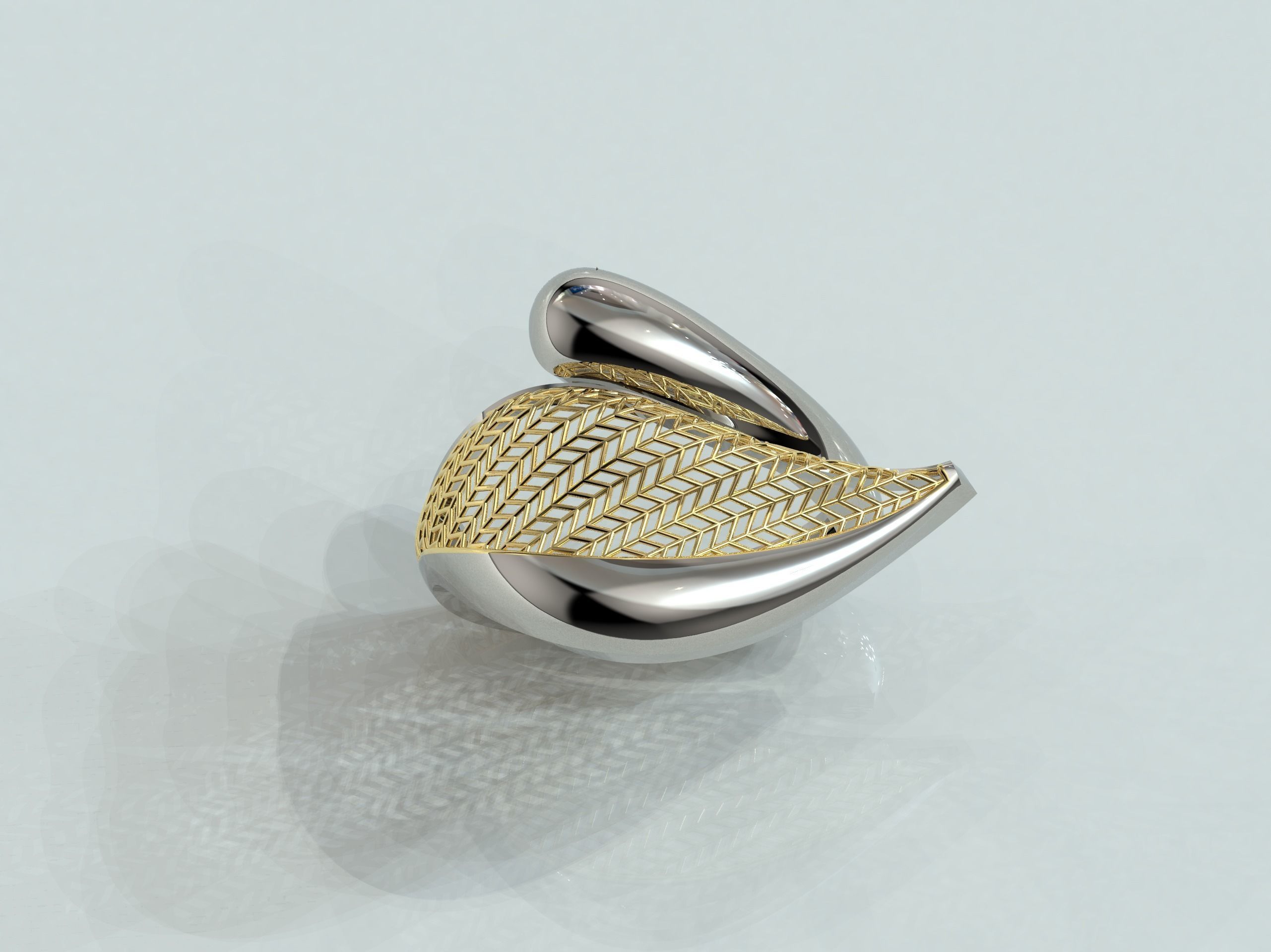 Leaf Ring 3D print model_5