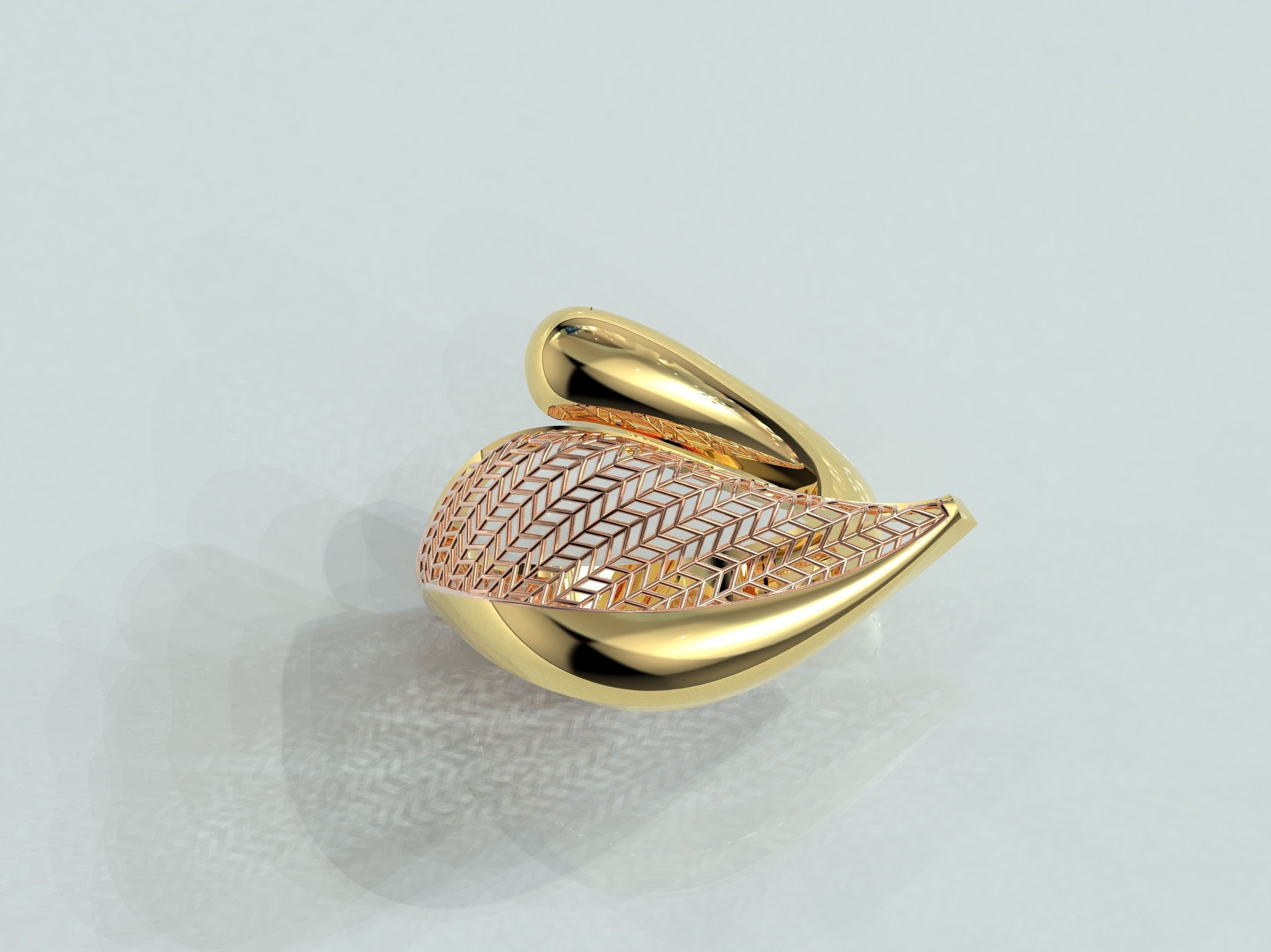 Leaf Ring 3D print model_9