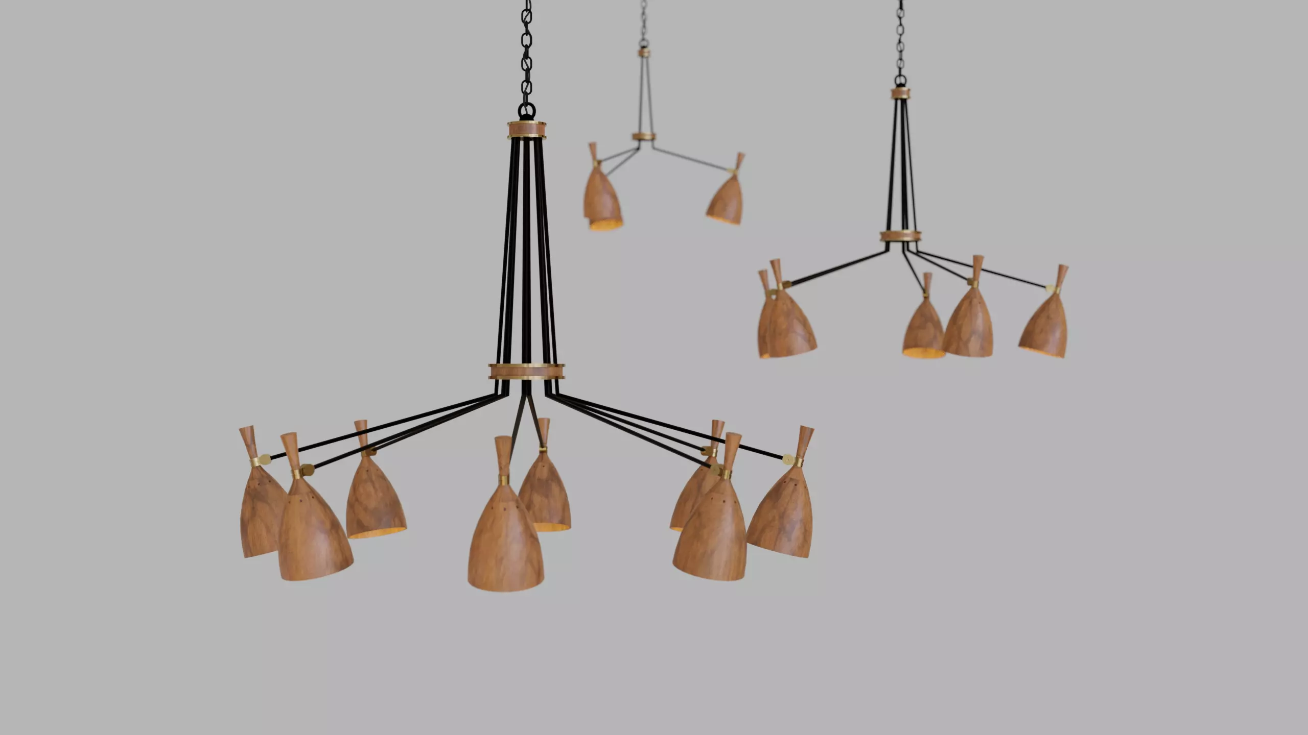 Chandelier set - Utopia acacia wood - Corbett Lighting 3D model_0