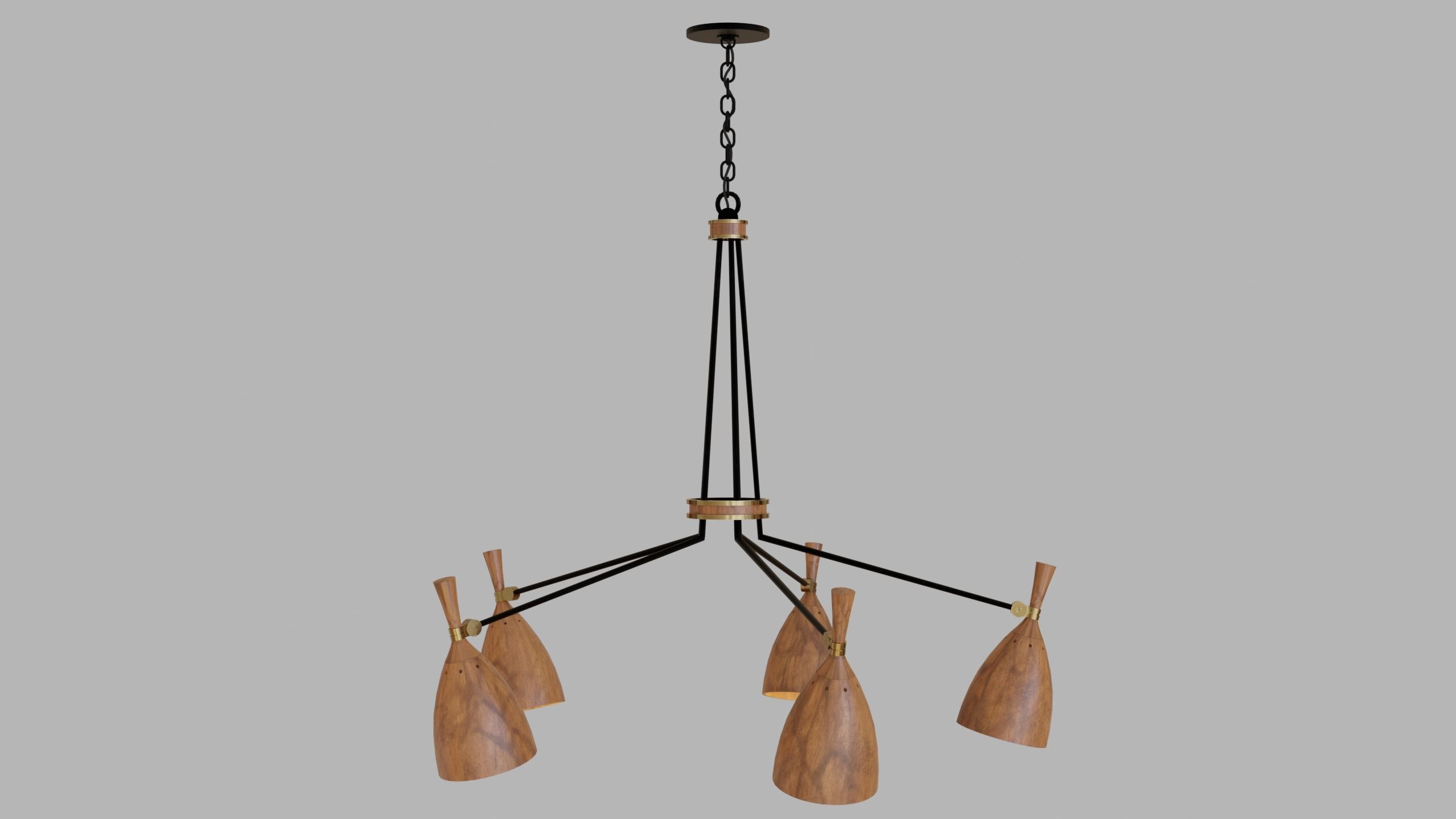 Chandelier set - Utopia acacia wood - Corbett Lighting 3D model_3