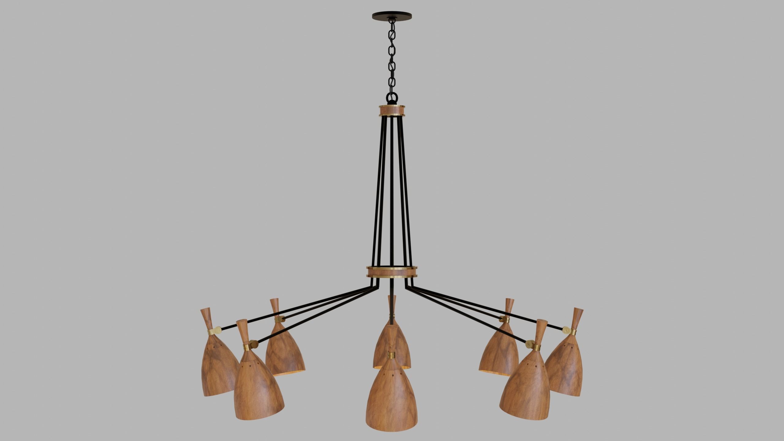 Chandelier set - Utopia acacia wood - Corbett Lighting 3D model_2