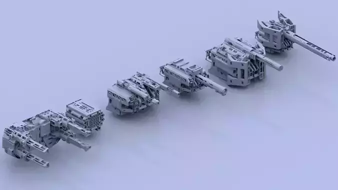Sci-Fi Gunner Gun Turret Spaceship Military Ship Pack 3D model