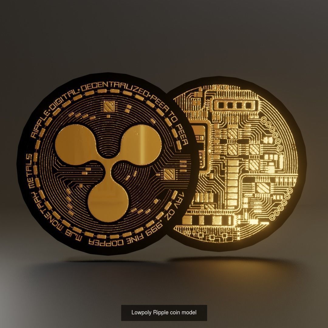 Cryptocurrency pack Bitcoin Dogecoin Ethereum Ripple 3D Model Collection_7