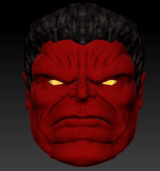 Red Hulk head sculpt 3D print model 3D model_2