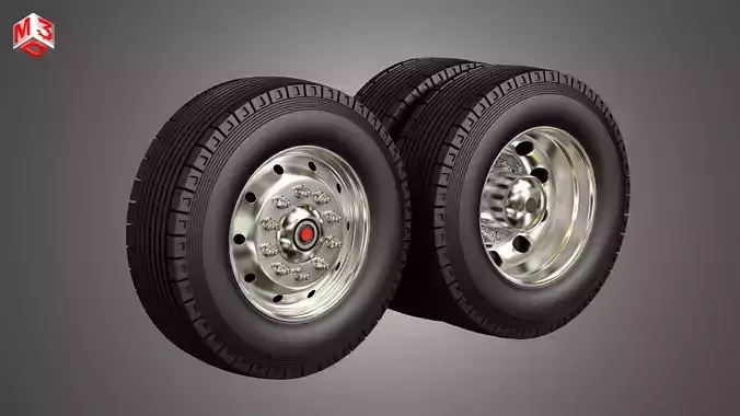 Fire Truck Tires and Rims 3D model