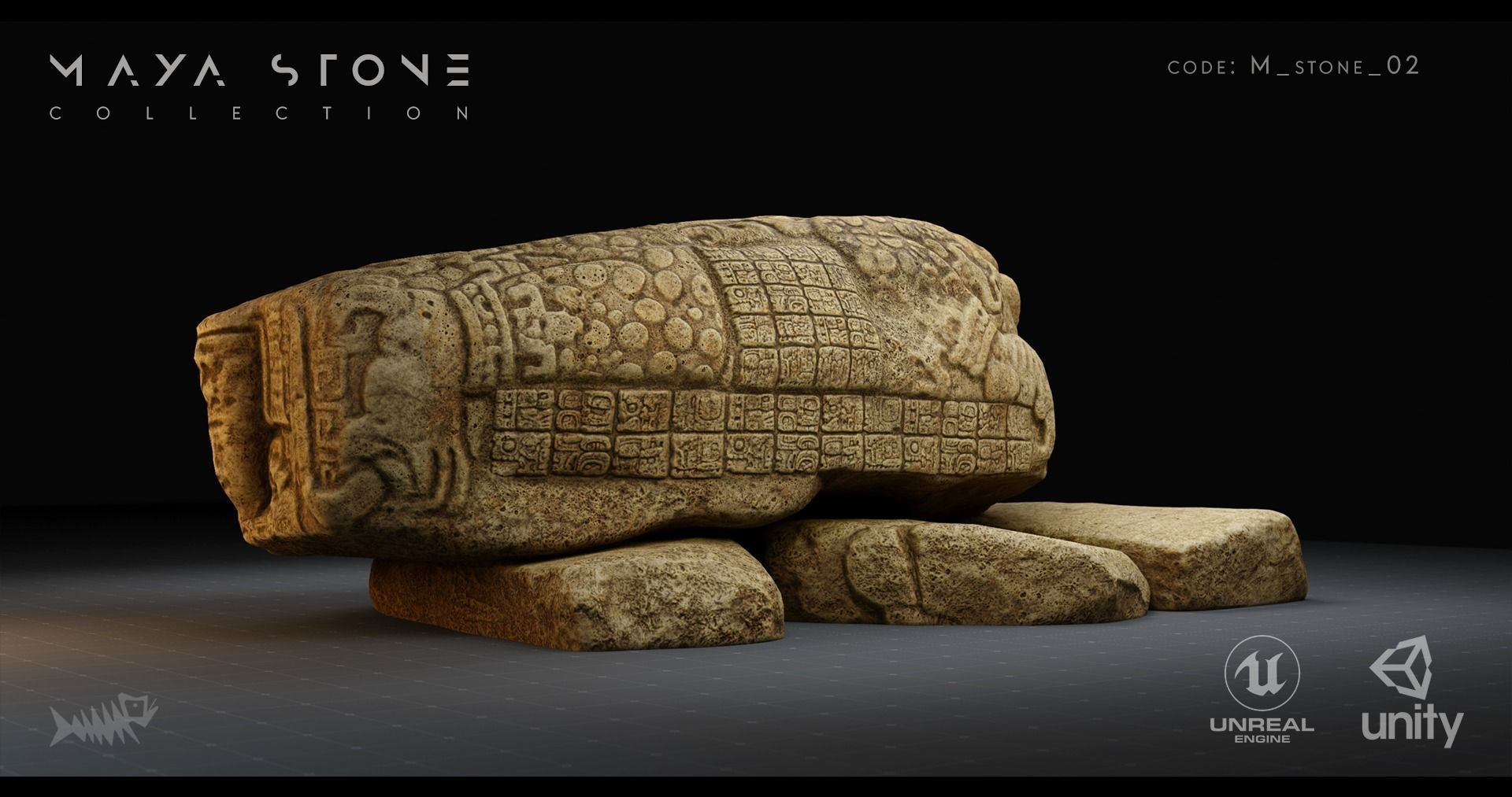 Mayan Stone 02 PBR 4K Low-poly 3D model_6
