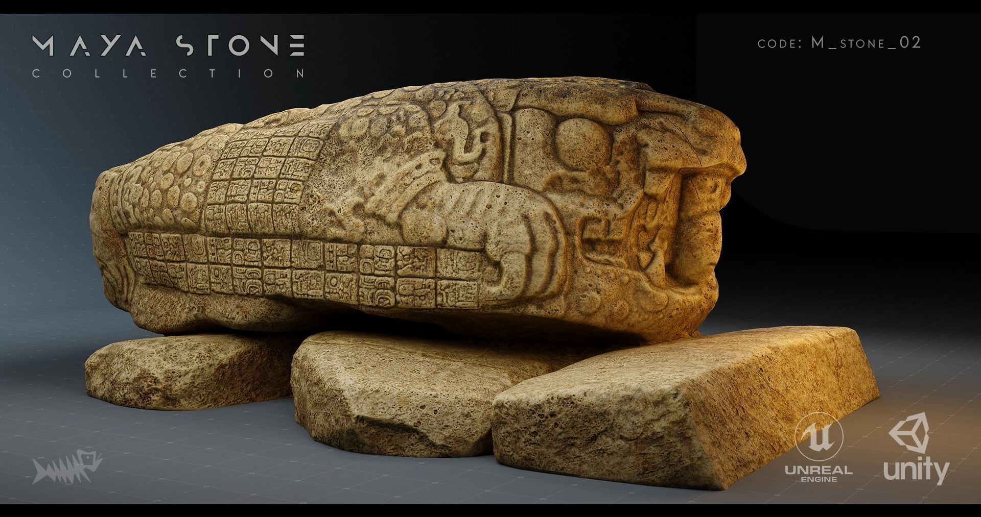 Mayan Stone 02 PBR 4K Low-poly 3D model_1