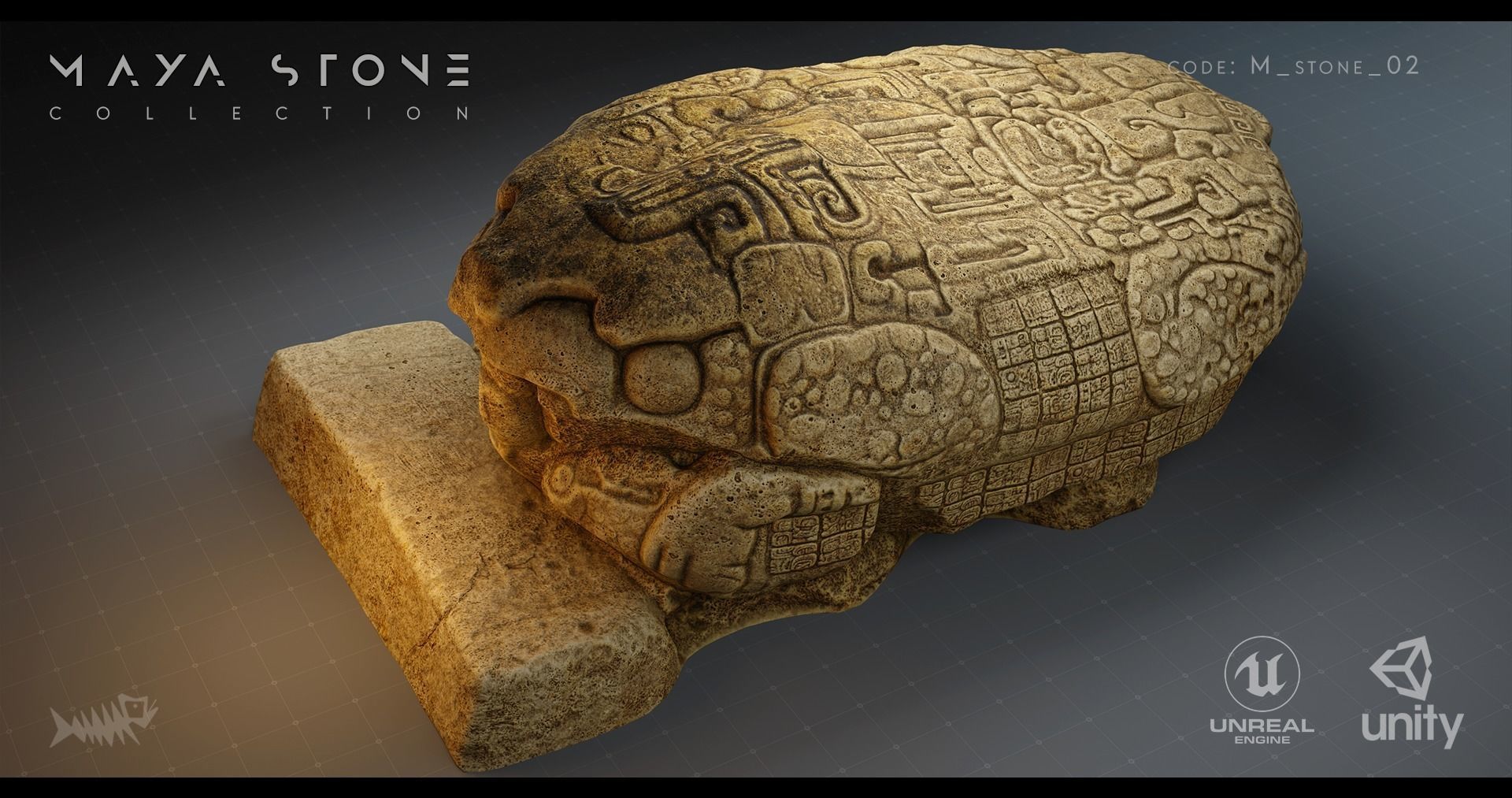 Mayan Stone 02 PBR 4K Low-poly 3D model_4