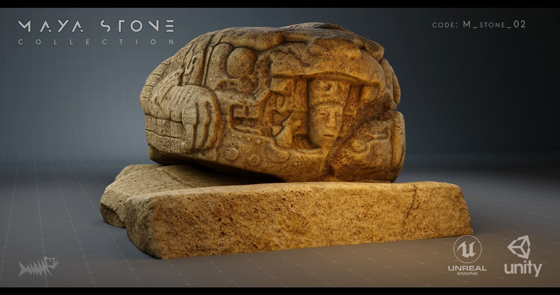 Mayan Stone 02 PBR 4K Low-poly 3D model_3