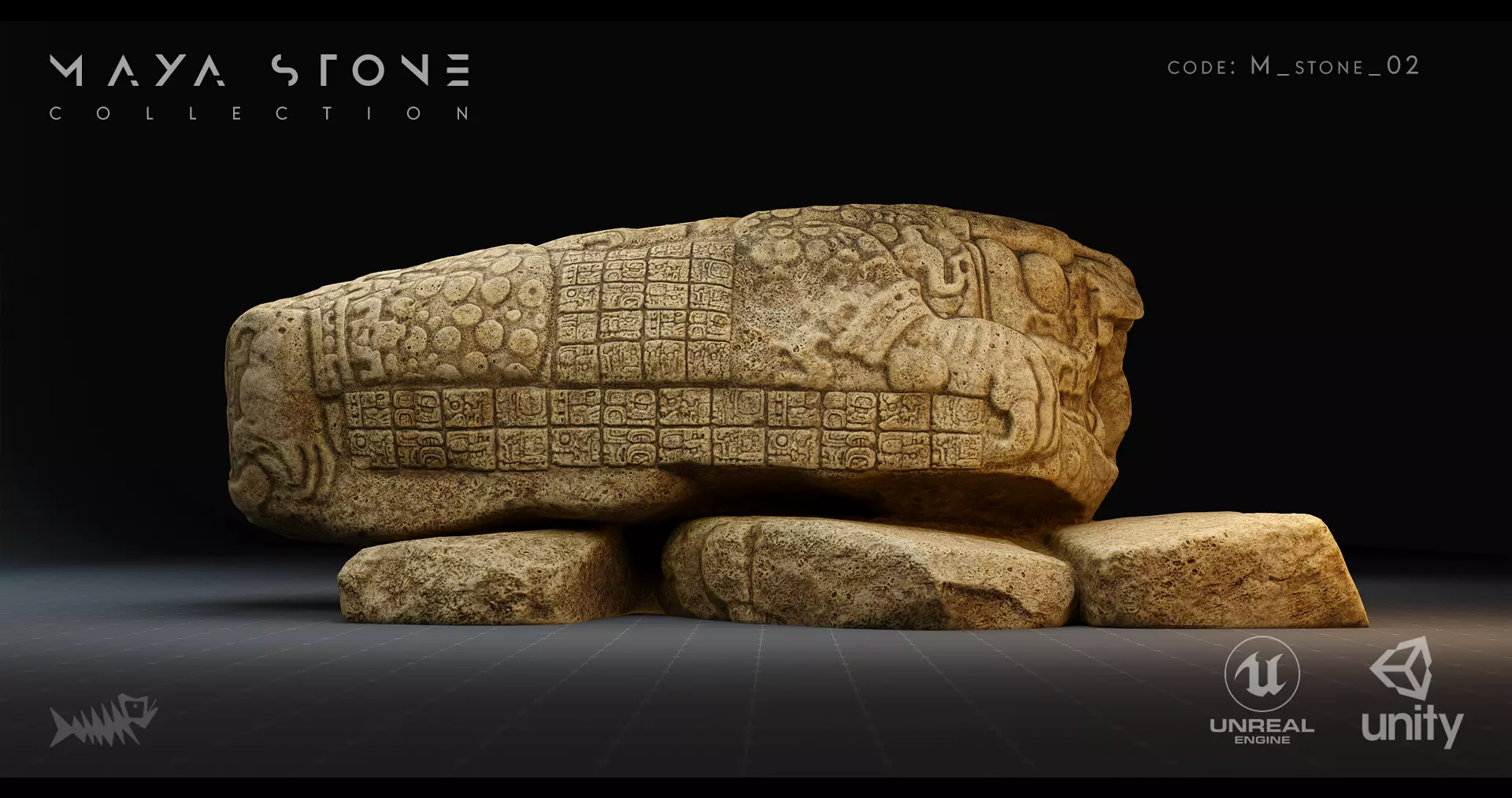 Mayan Stone 02 PBR 4K Low-poly 3D model_0
