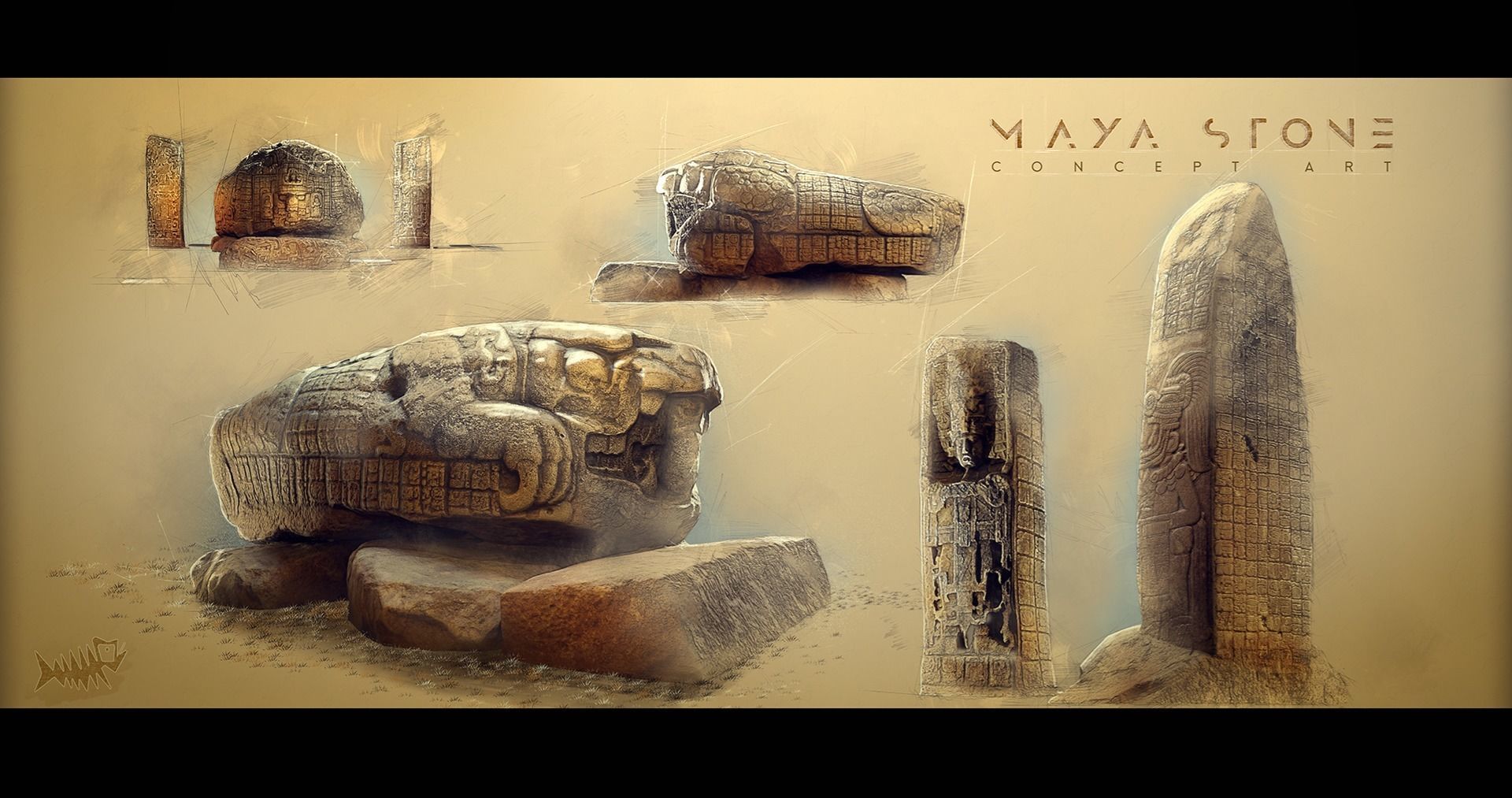 Mayan Stone 02 PBR 4K Low-poly 3D model_2
