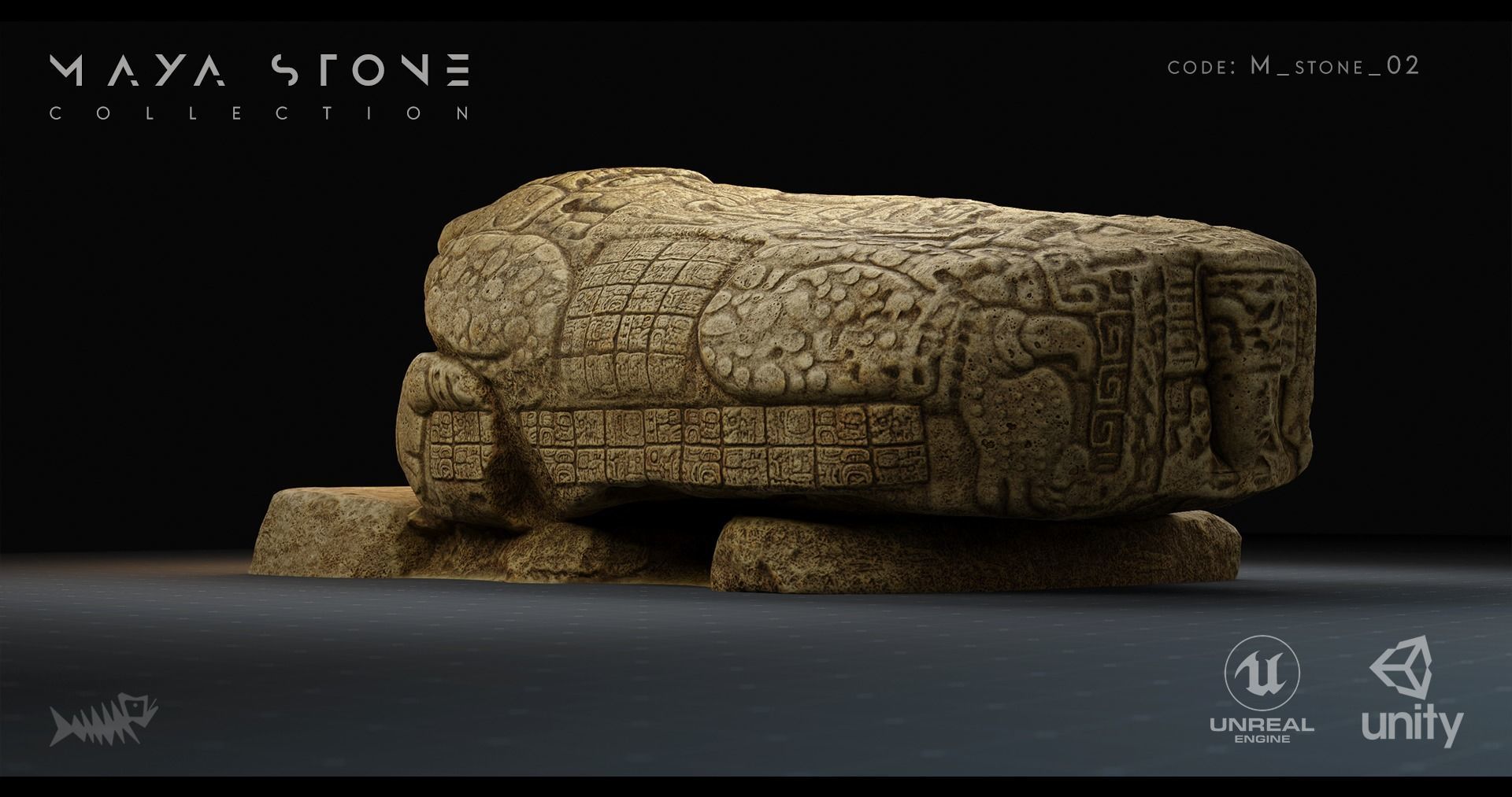 Mayan Stone 02 PBR 4K Low-poly 3D model_5