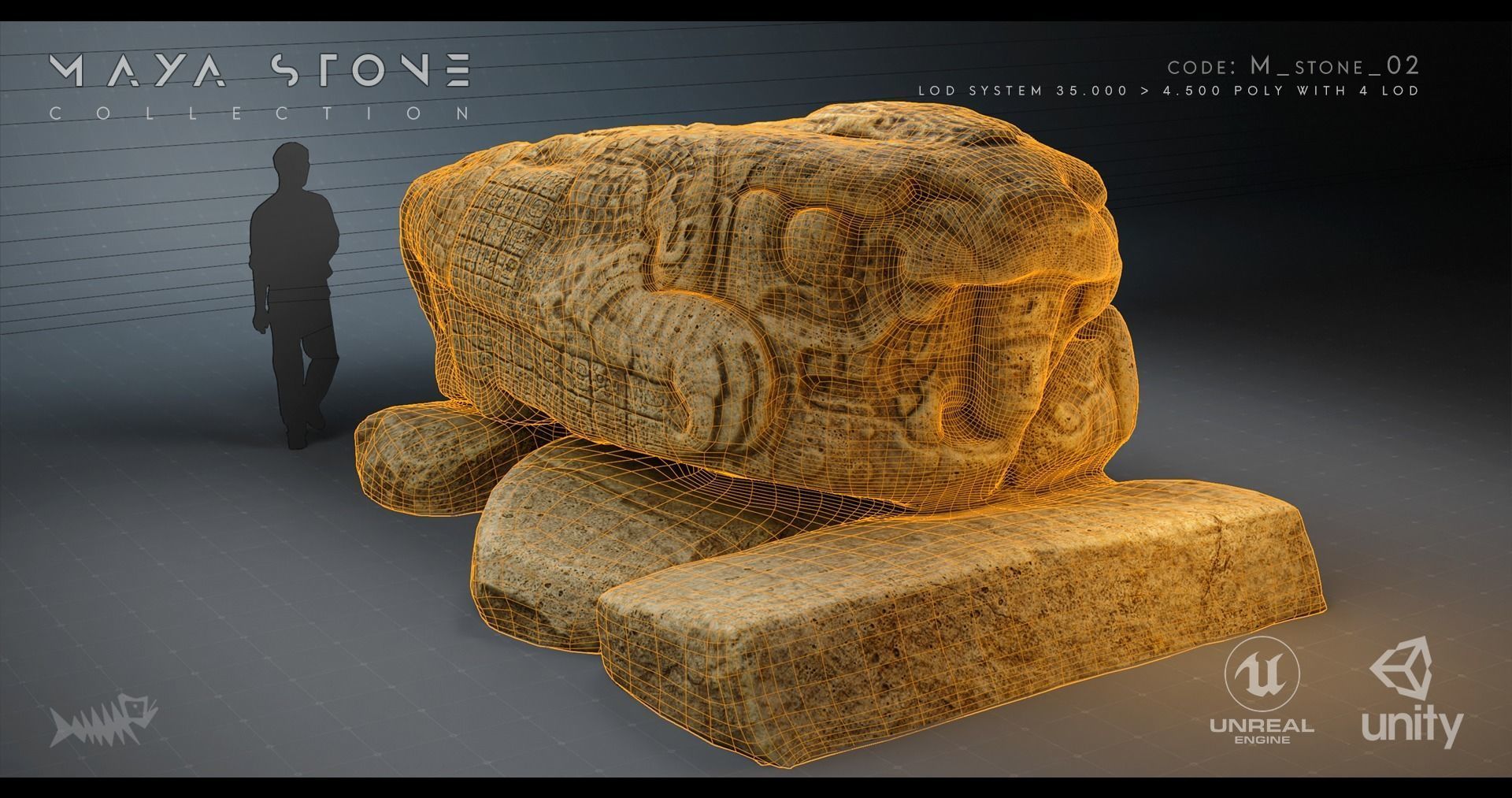Mayan Stone 02 PBR 4K Low-poly 3D model_8