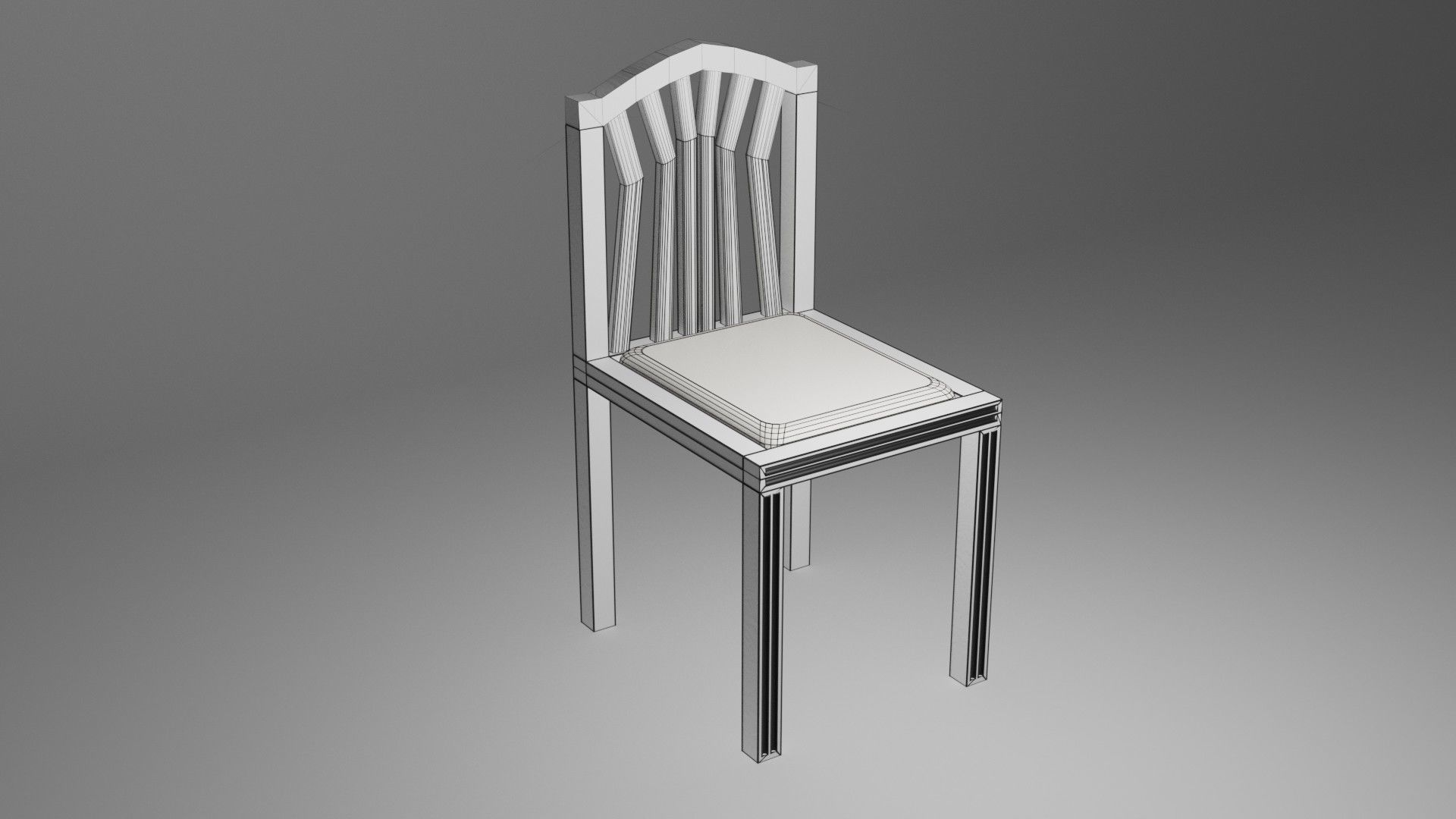 Chair wooden Free low-poly 3D model_4