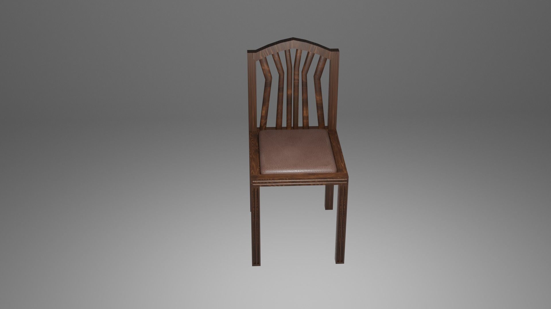 Chair wooden Free low-poly 3D model_1