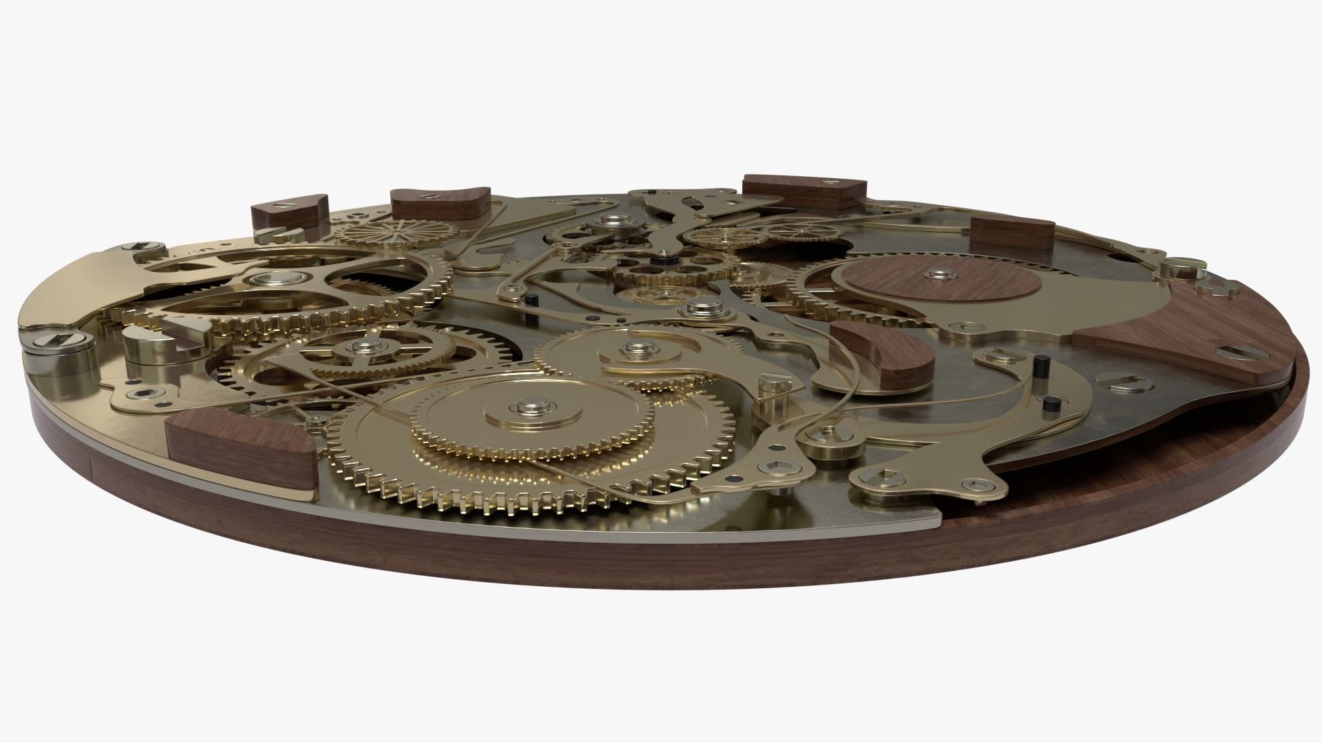 Clock Mechanism Wood 3D model_9