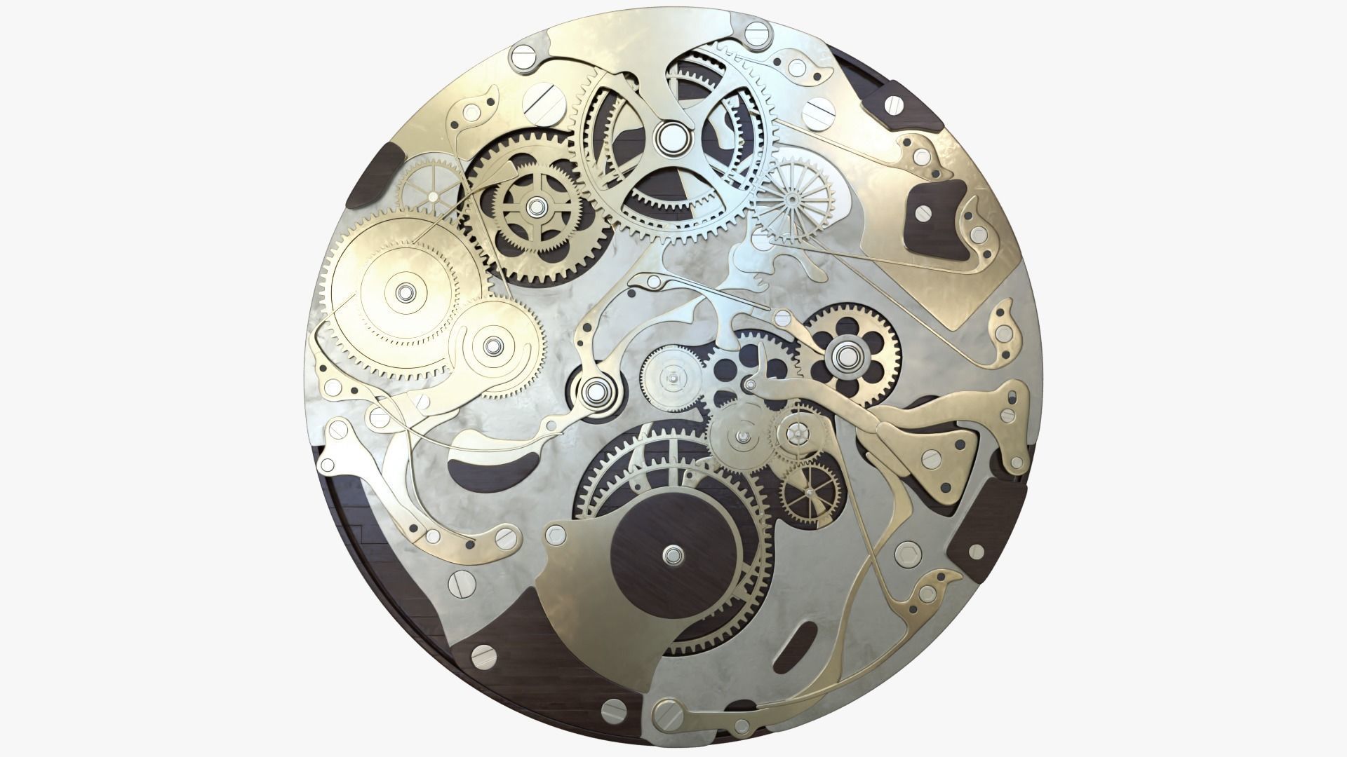 Clock Mechanism Wood 3D model_1