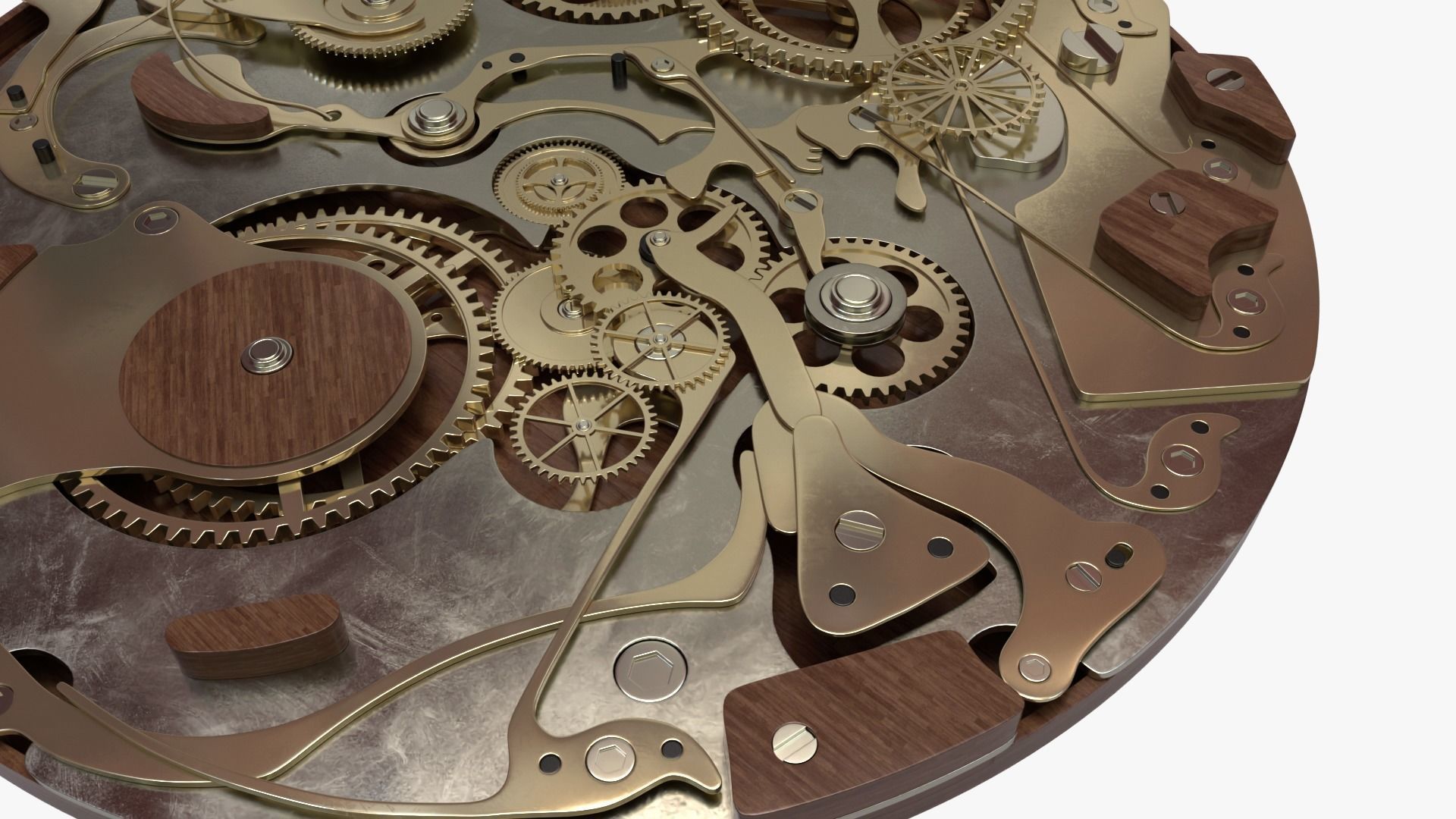 Clock Mechanism Wood 3D model_4