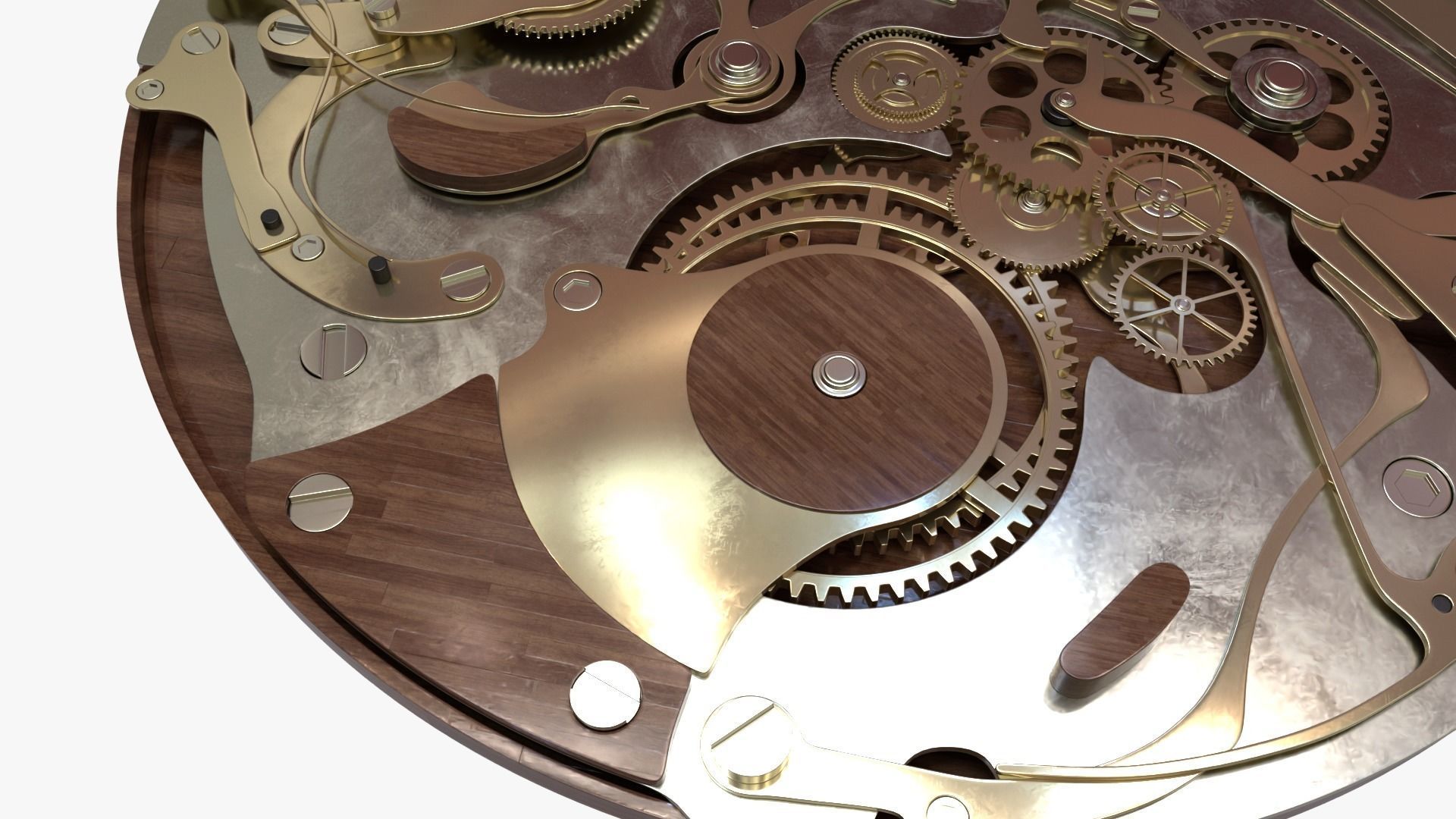 Clock Mechanism Wood 3D model_7