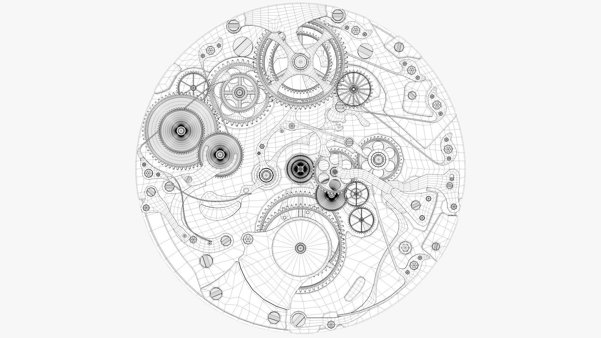 Clock Mechanism Wood 3D model_2
