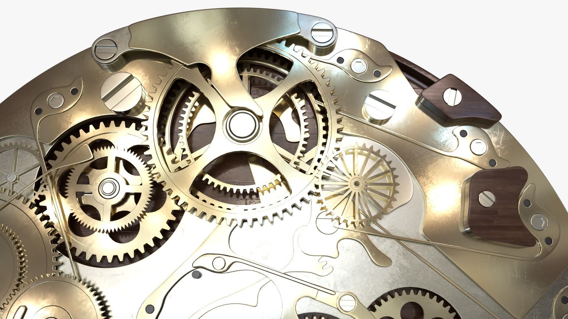 Clock Mechanism Wood 3D model_8