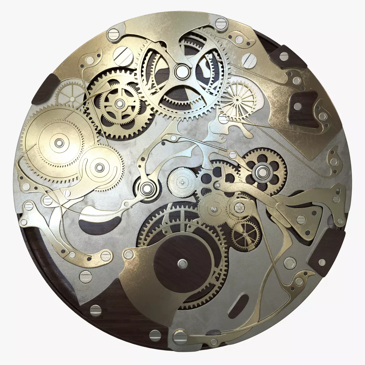 Clock Mechanism Wood 3D model_0