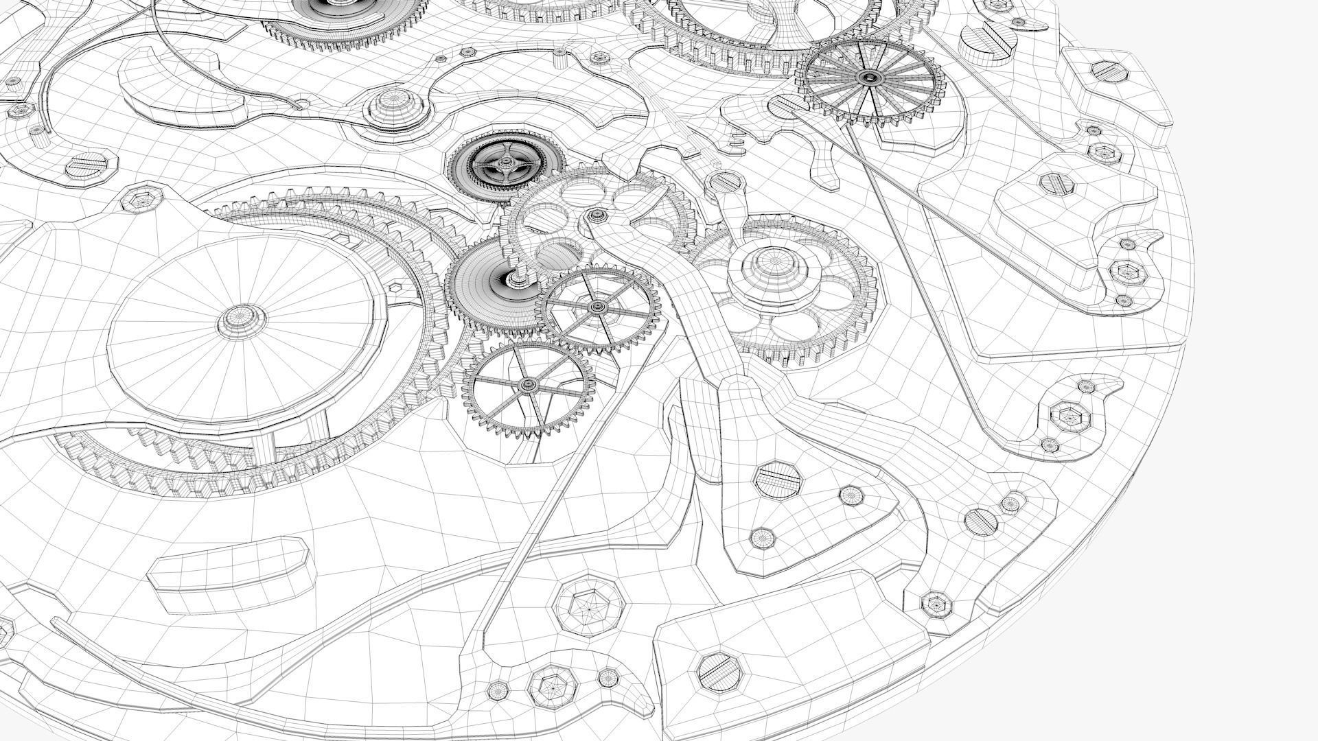 Clock Mechanism Wood 3D model_5