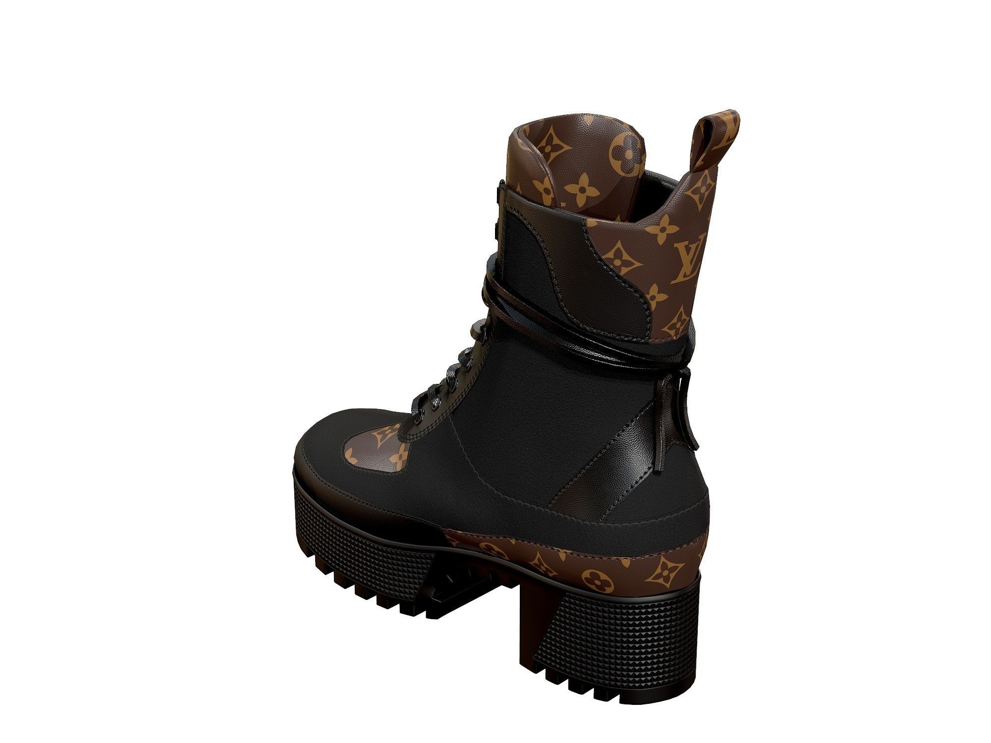 Louis Vuitton Laureate Platform Desert Boots Denim Noir Low-poly 3D model_5