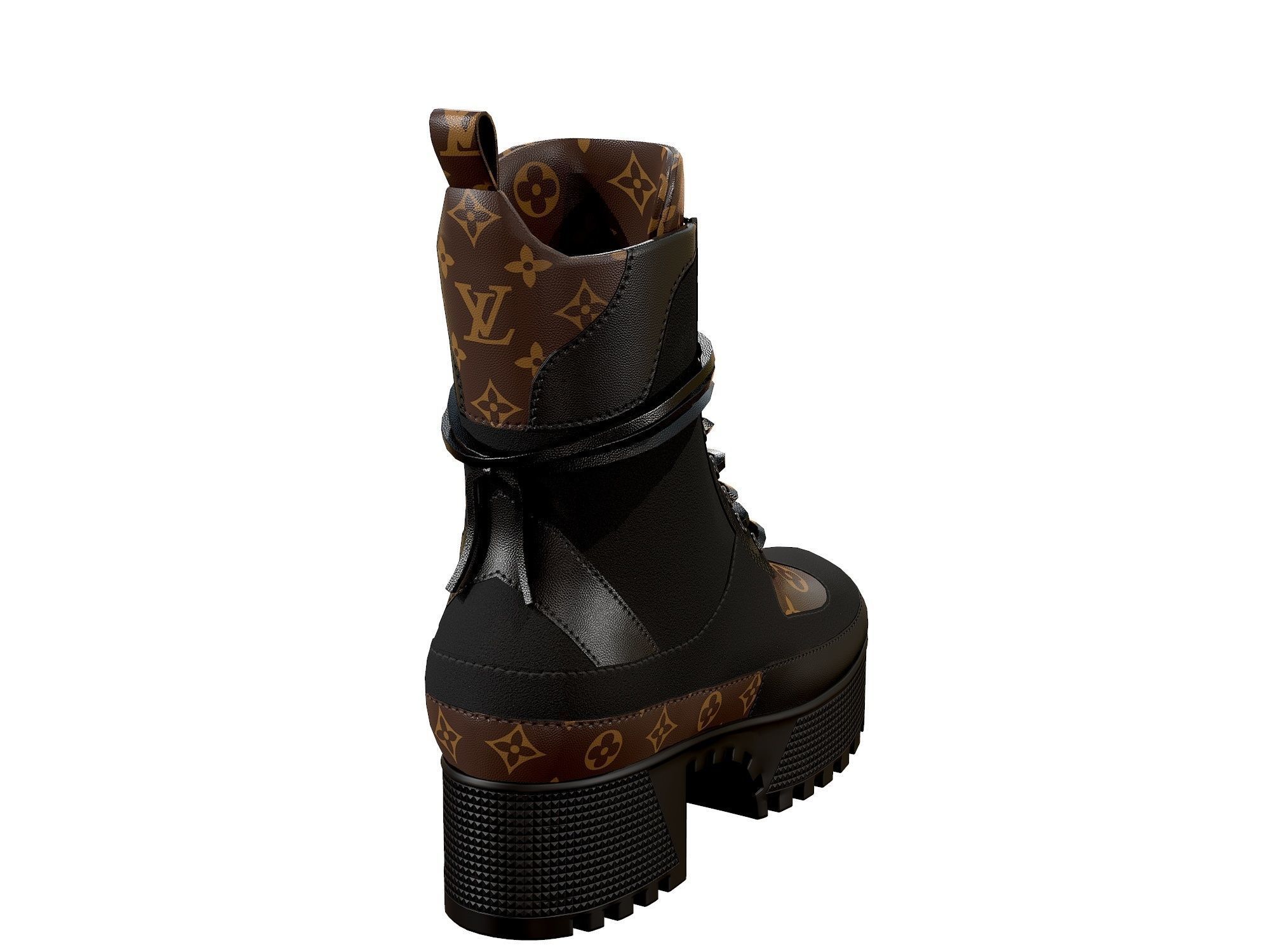 Louis Vuitton Laureate Platform Desert Boots Denim Noir Low-poly 3D model_4