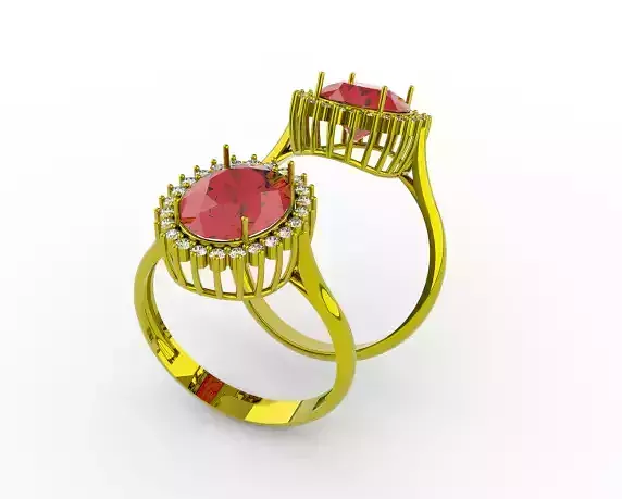 Anel Pedra oval 8x10 com diamantes 8x10 Oval Stone Ring