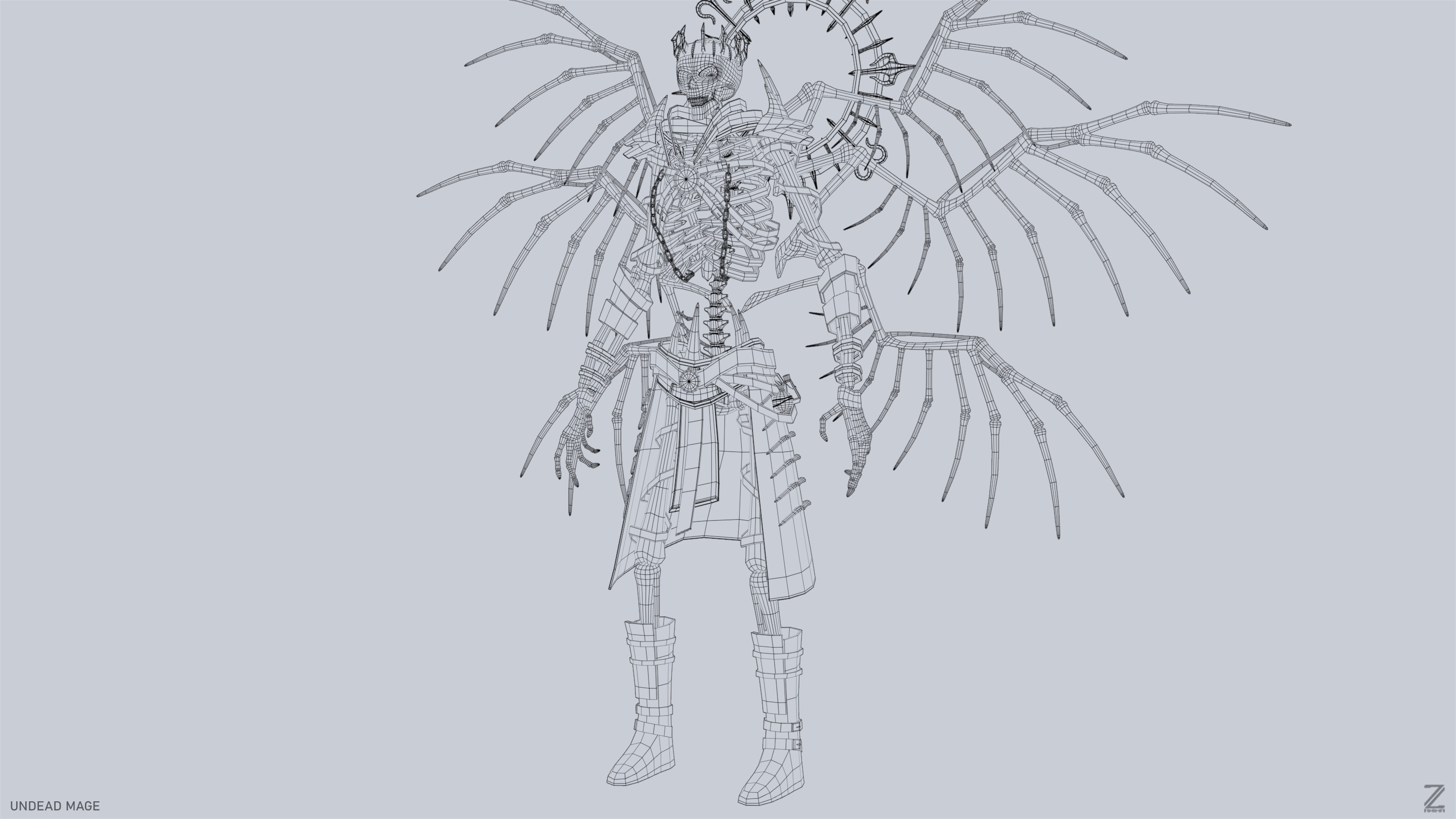 Undead mage Low-poly 3D model_10