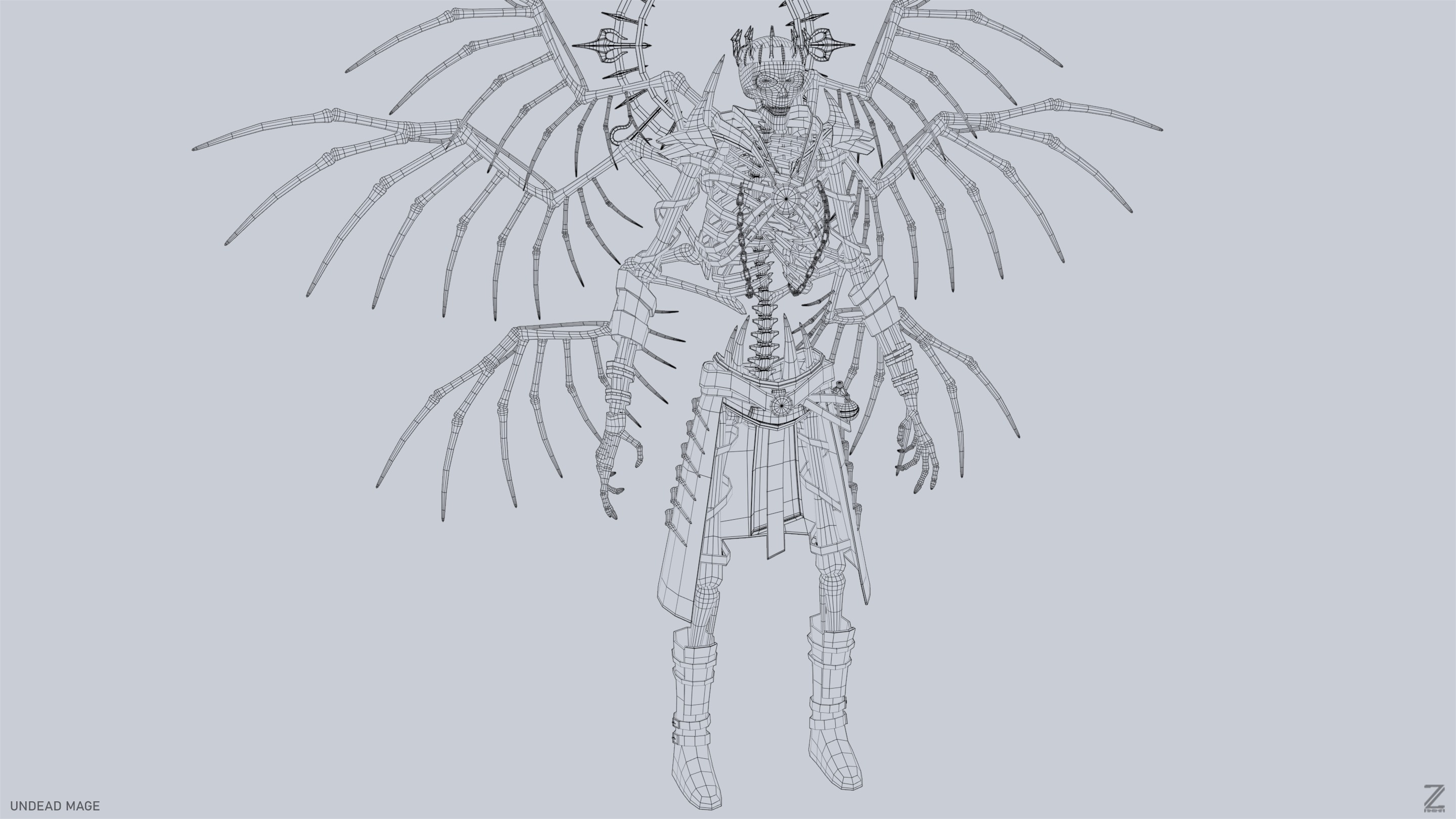 Undead mage Low-poly 3D model_15