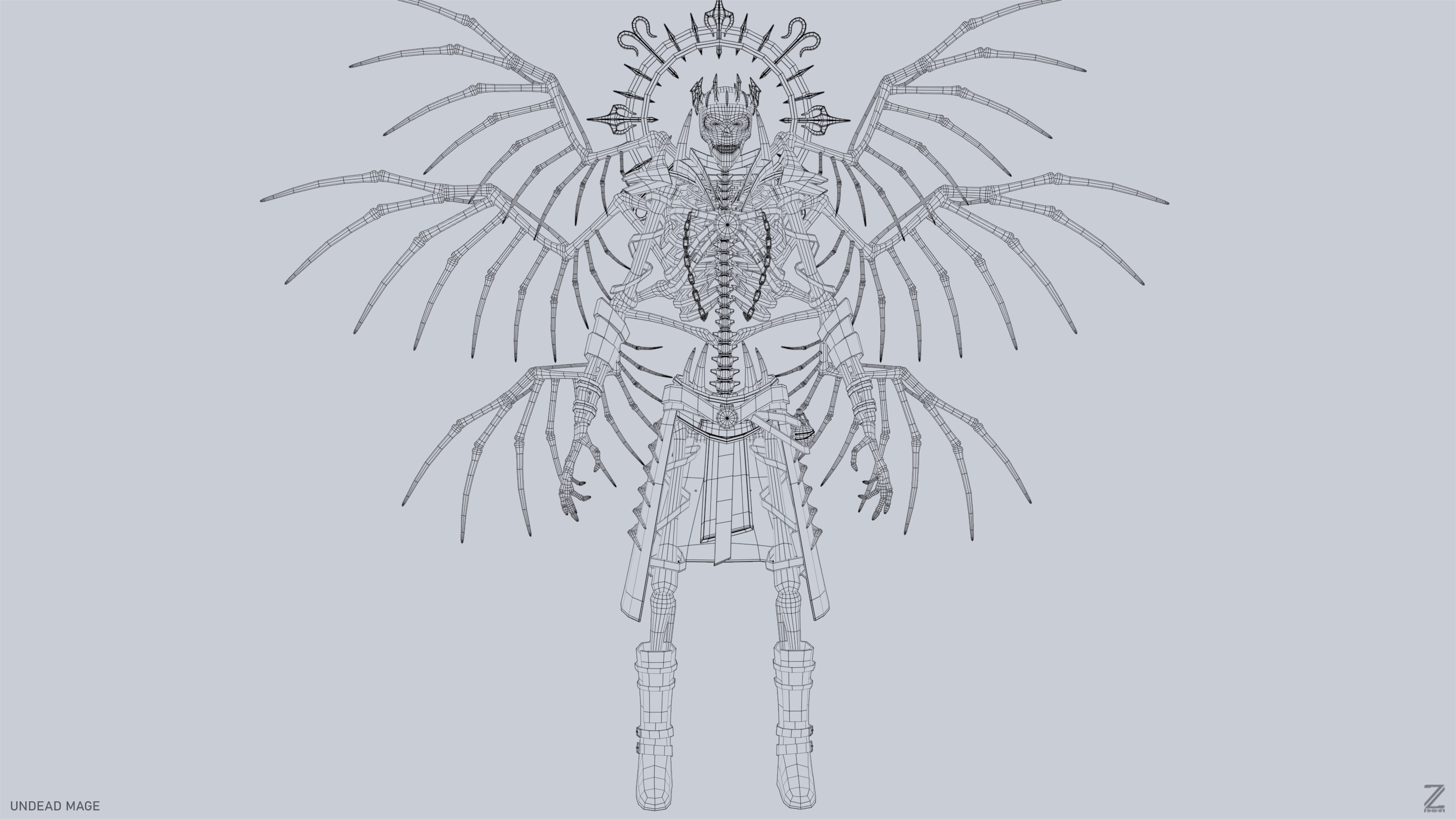 Undead mage Low-poly 3D model_9