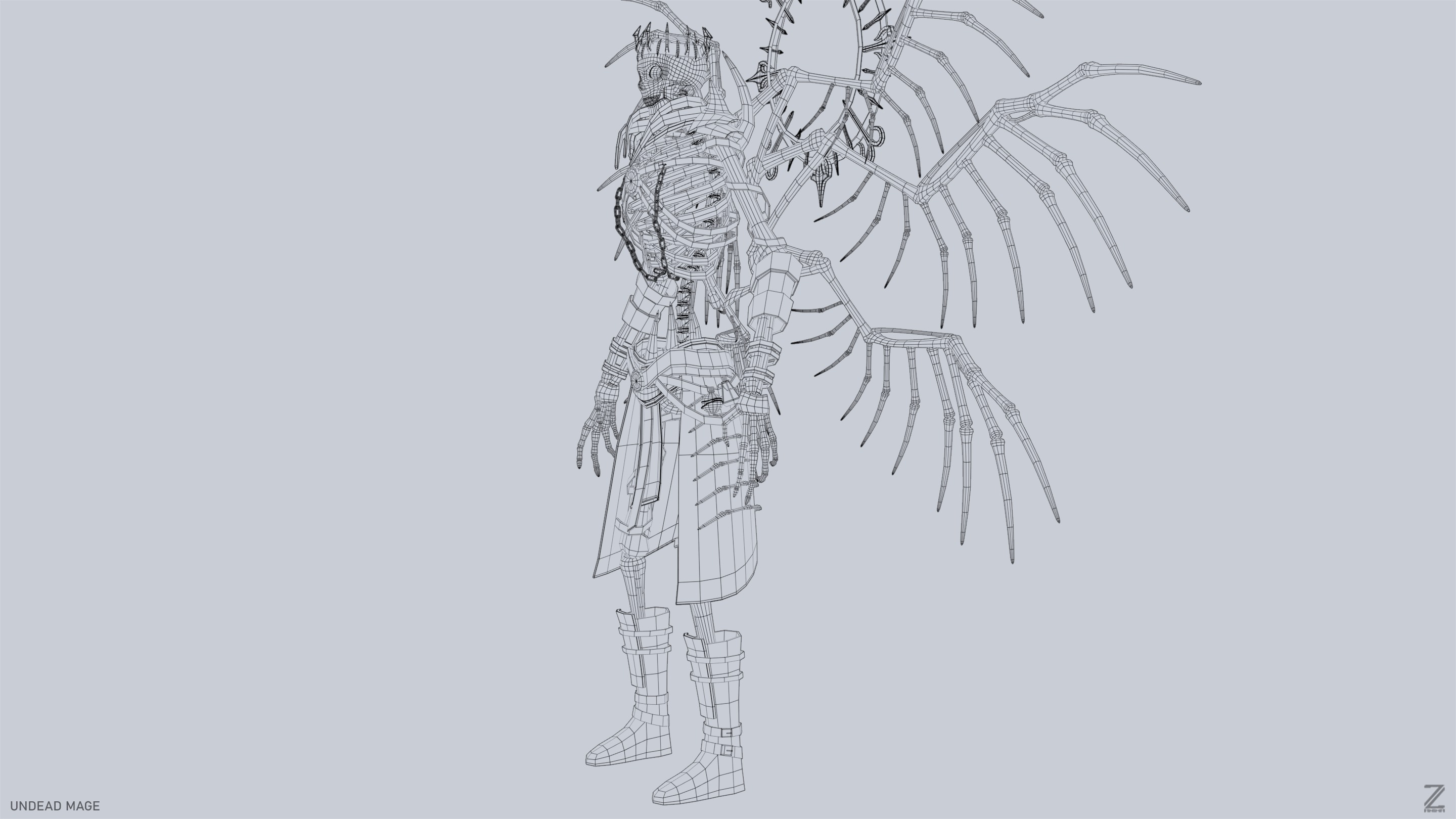 Undead mage Low-poly 3D model_11