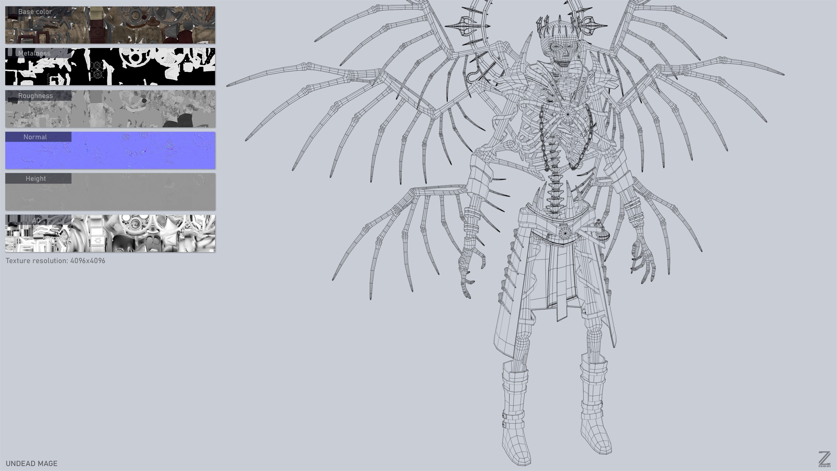 Undead mage Low-poly 3D model_3