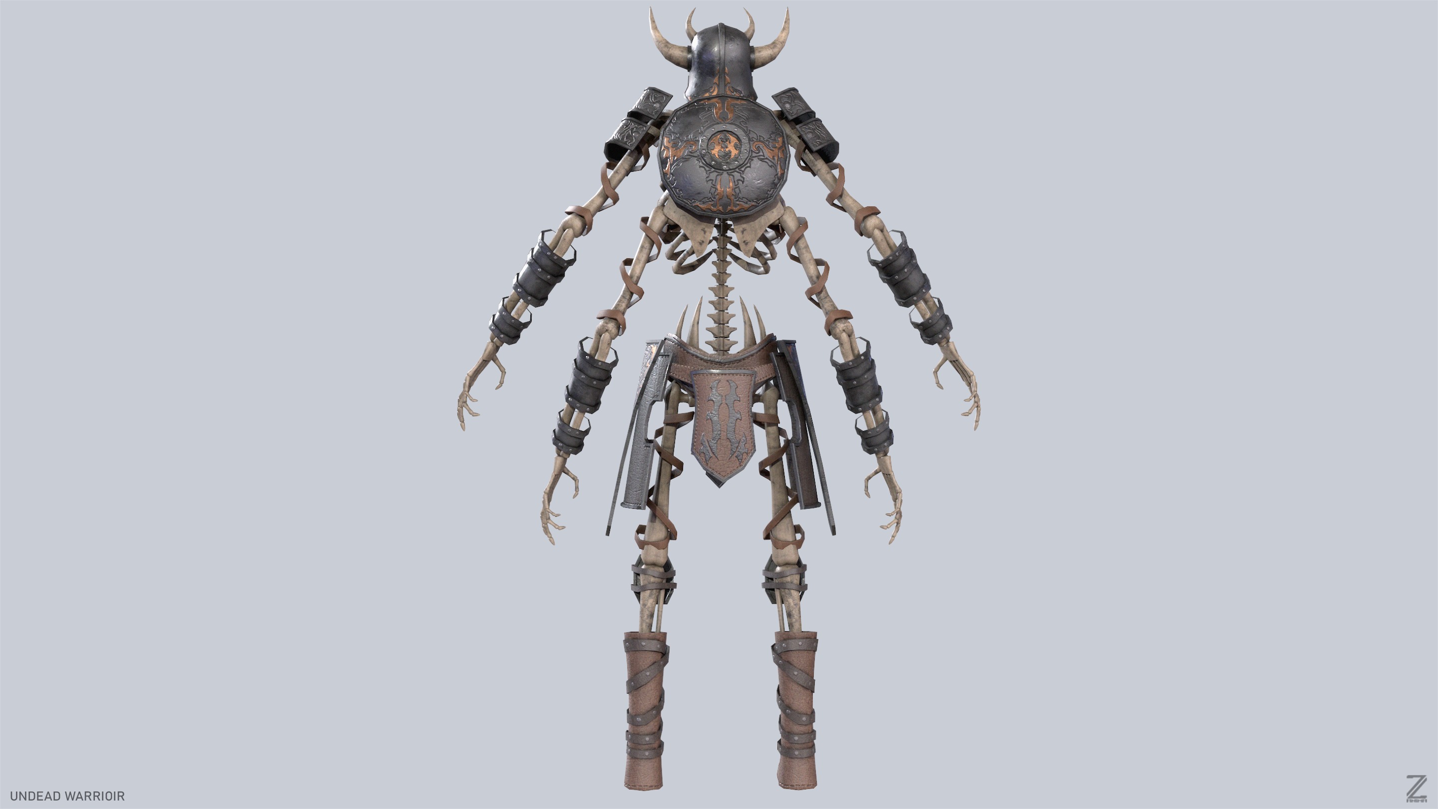 Undead warrior Low-poly 3D model_8